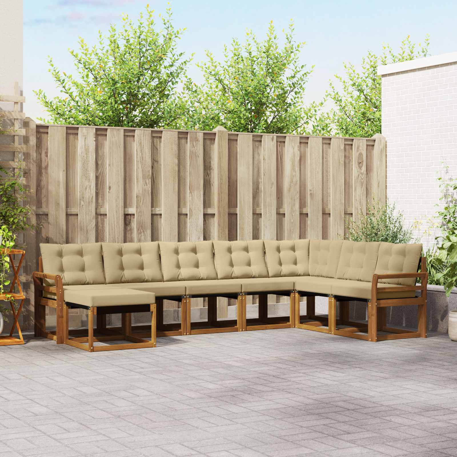 Outdoor-Sofagarnitur 8 stk. Natur und Beige