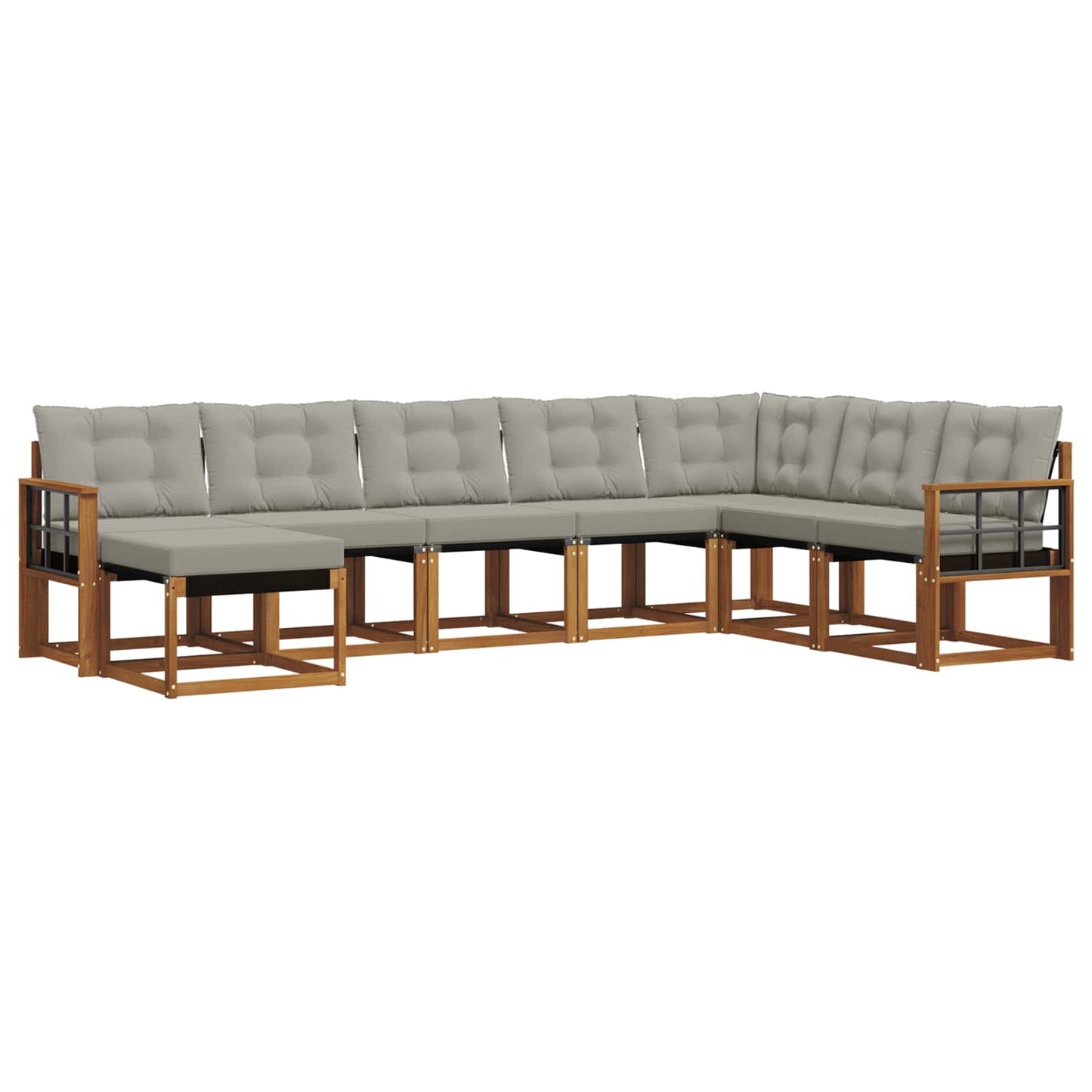 Outdoor-Sofagarnitur mit Kissen 8 pcs Natürlich und Hellgrau