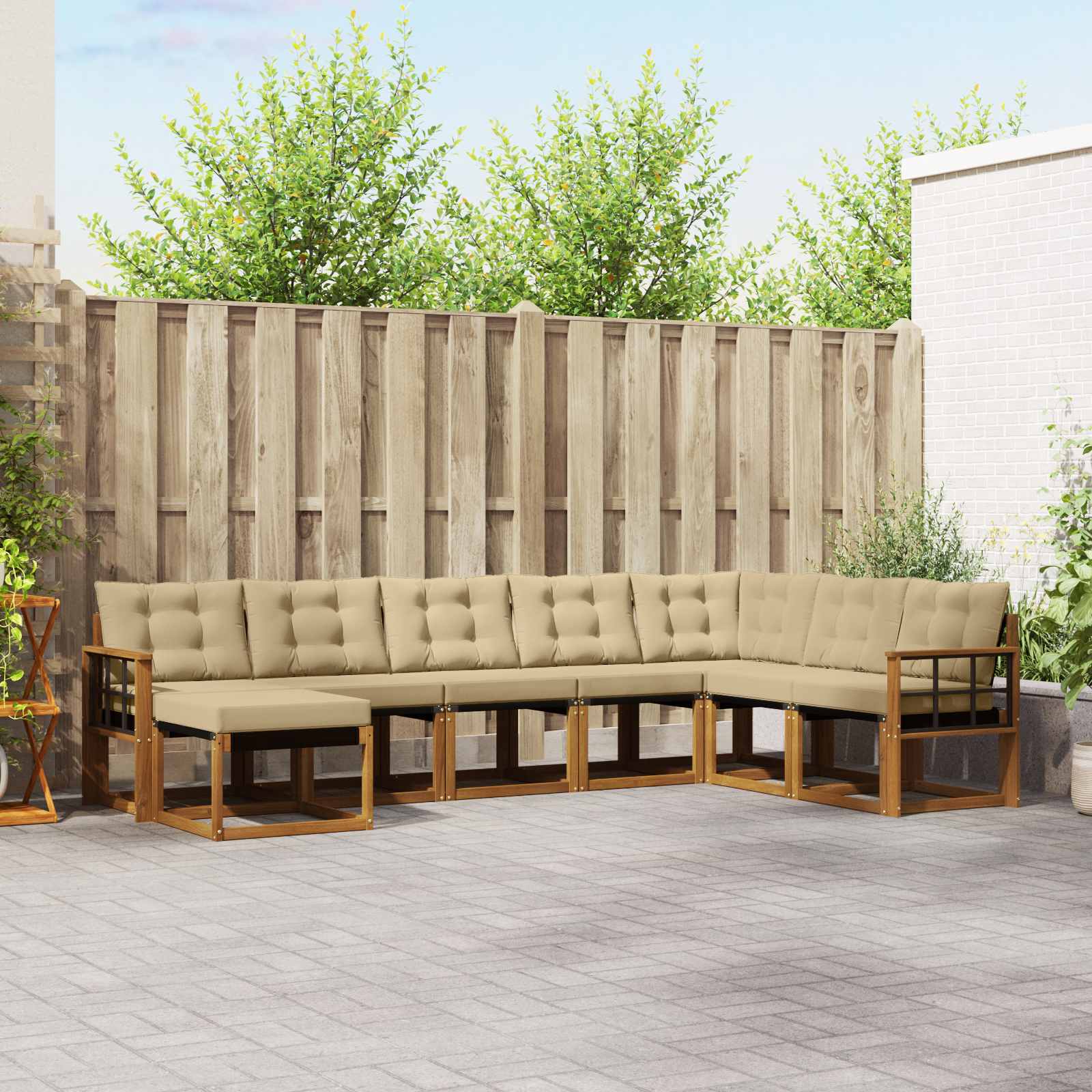 Outdoor-Sofagarnitur 8 stk. Natur und Beige