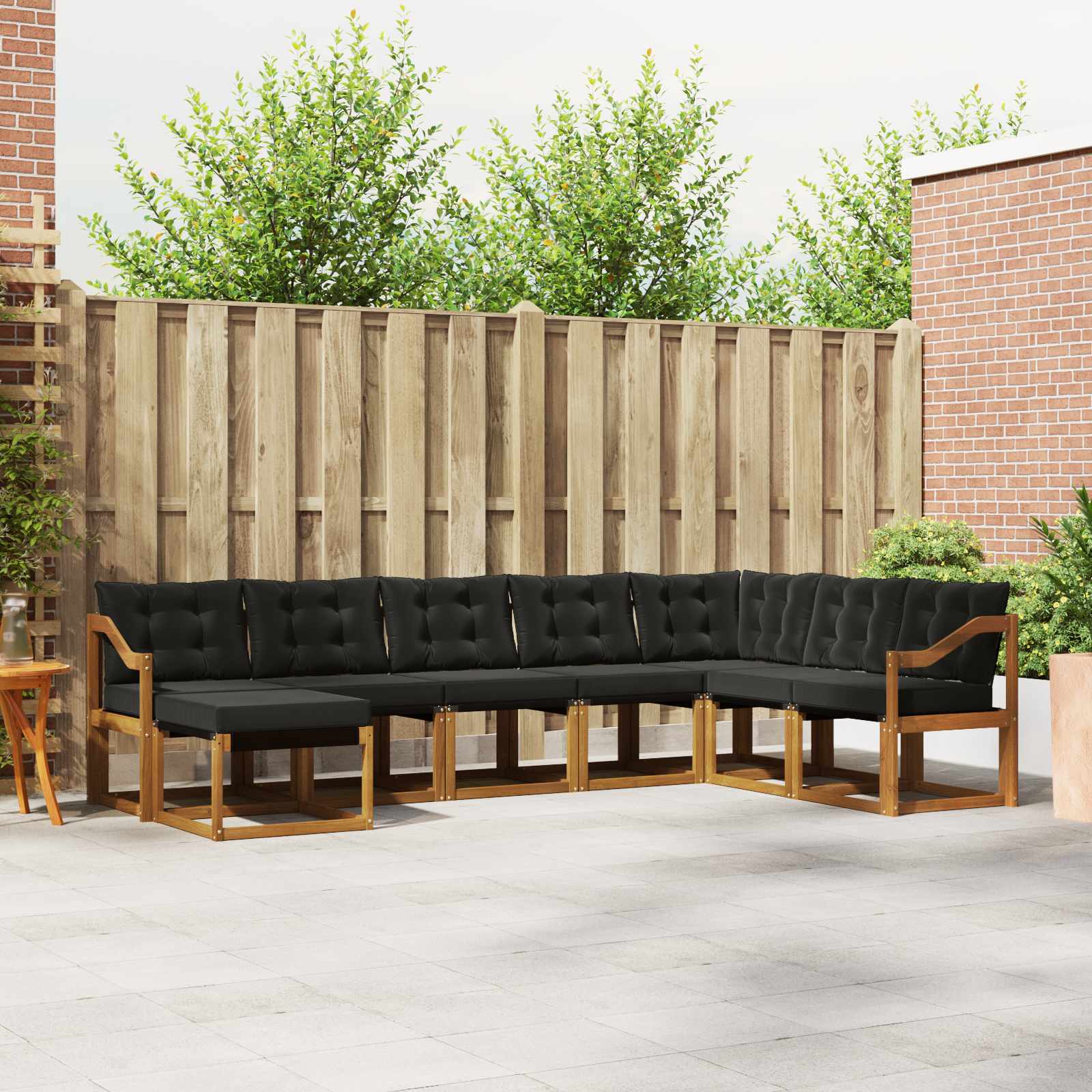 Outdoor-Sofagarnitur 8 stk. Natürlich und Schwarz