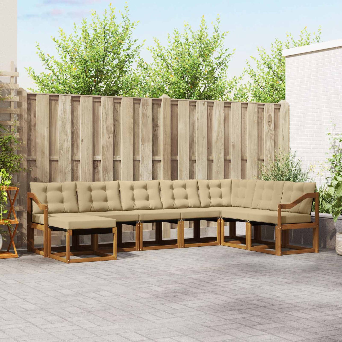 Outdoor-Sofagarnitur 8 stk. Natur und Beige