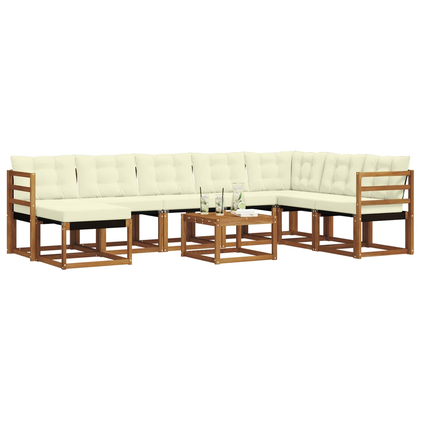 Outdoor-Sofagarnitur 9 stk. Natur und Creme