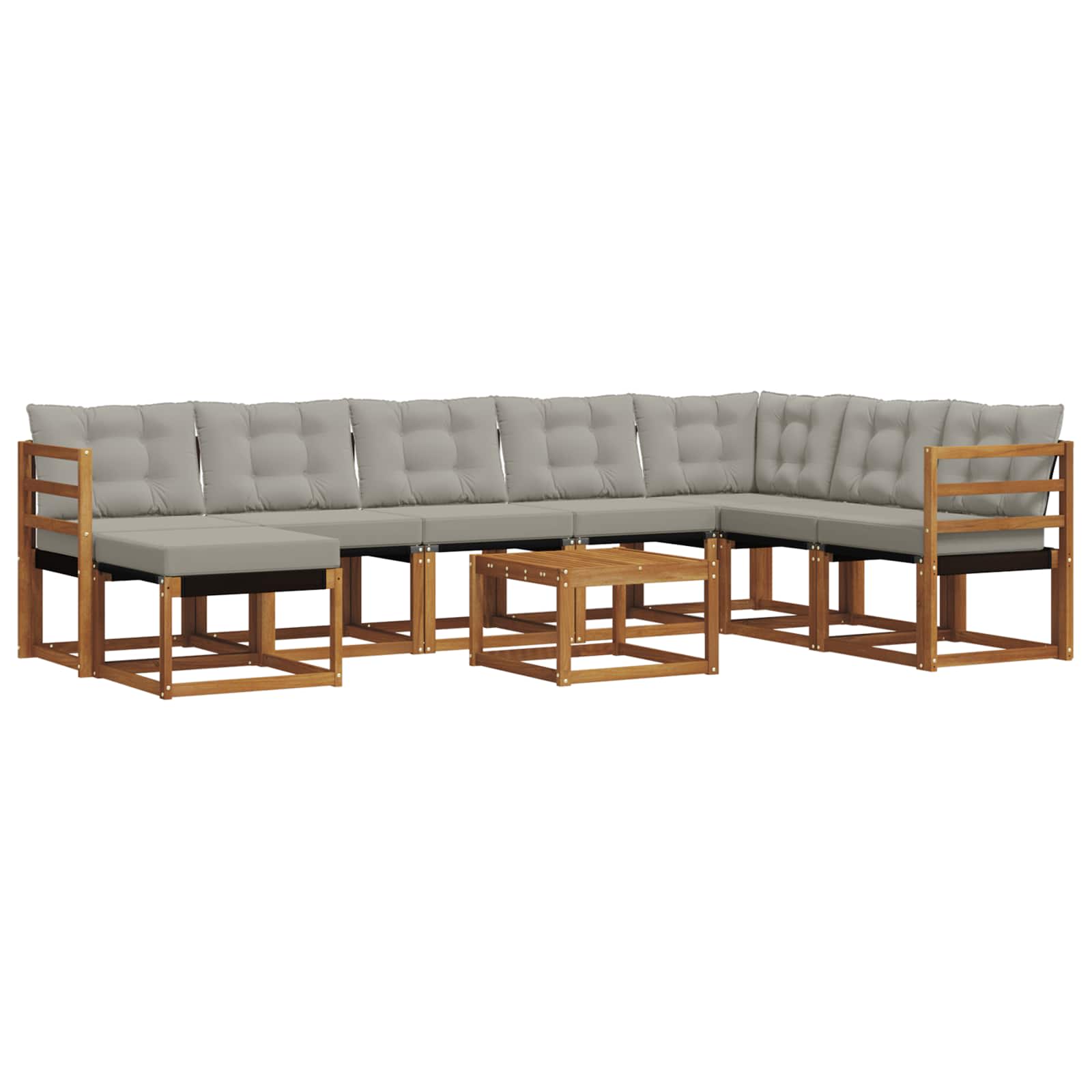 Outdoor-Sofagarnitur mit Kissen 9 pcs Natürlich und Hellgrau
