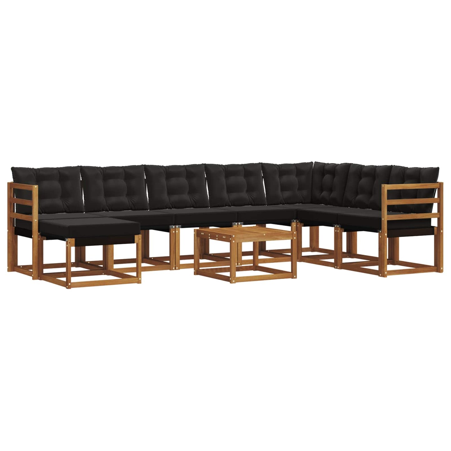 Outdoor-Sofagarnitur mit Kissen 9 pcs Natürlich und Schwarz