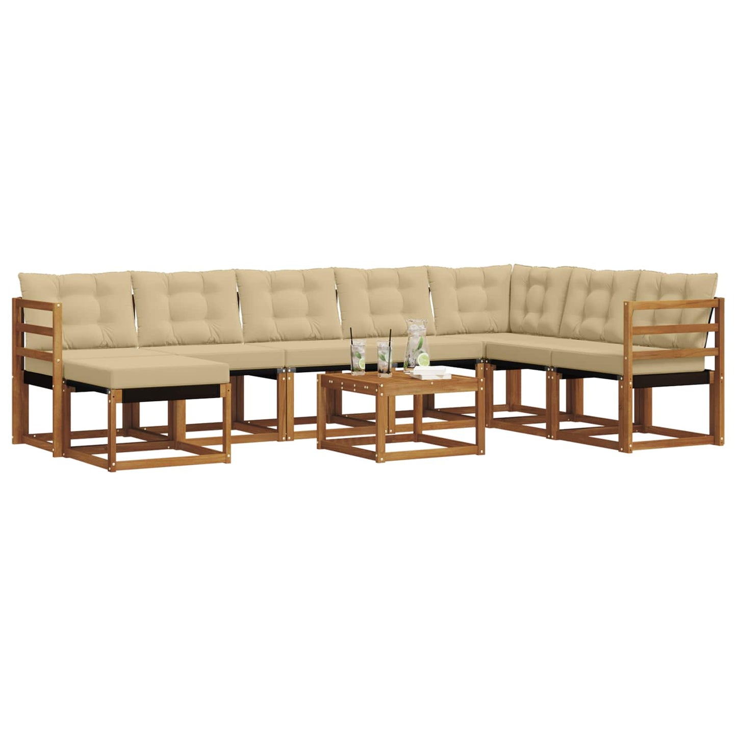 Outdoor-Sofagarnitur 9 stk. Natur und Beige