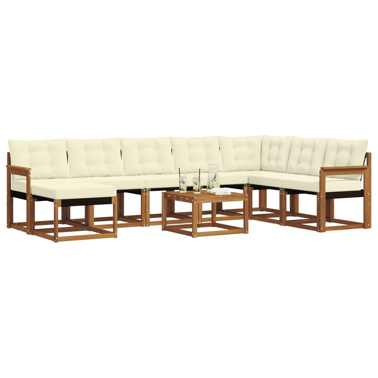 Outdoor-Sofagarnitur 9 Stk. Natur und Creme