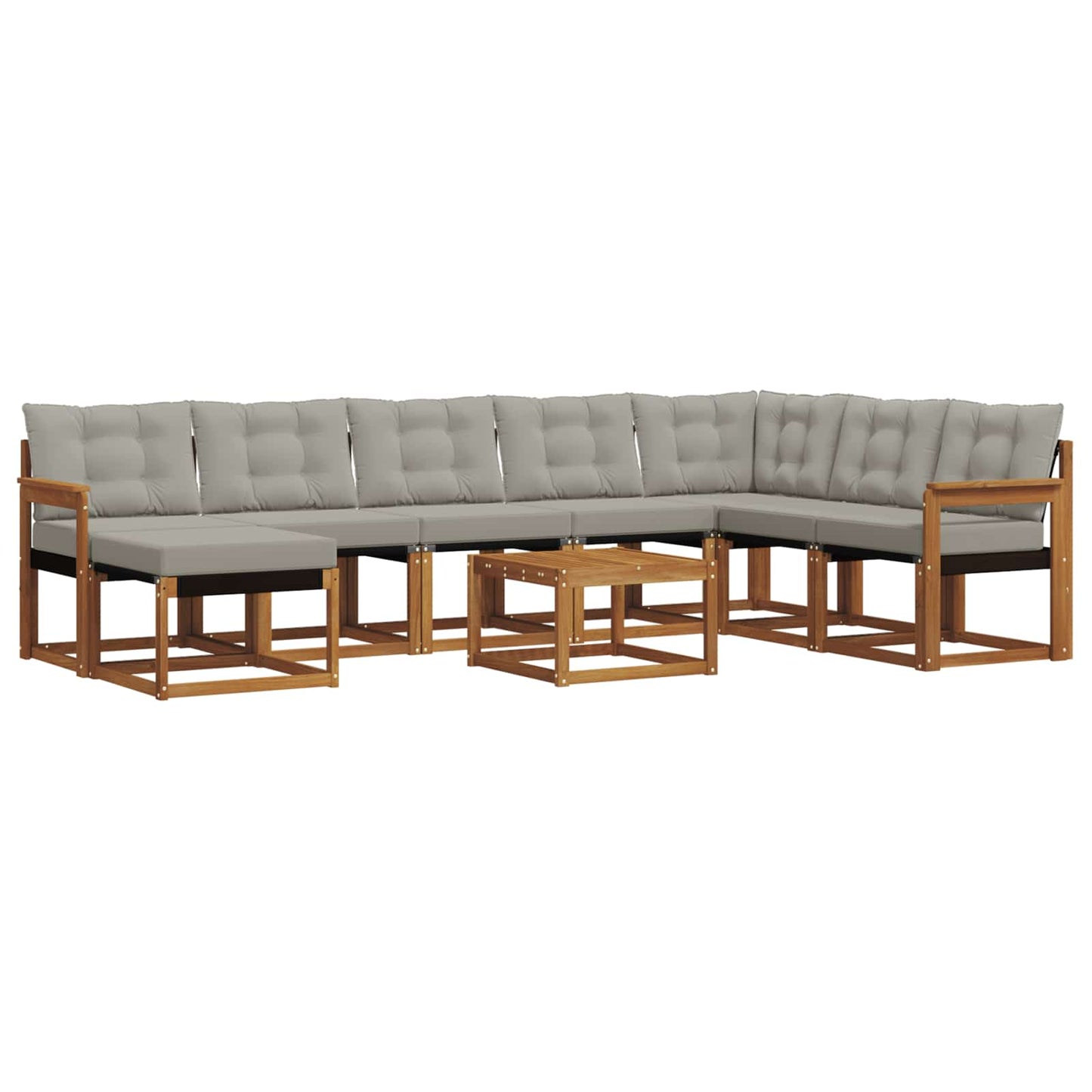 Outdoor-Sofagarnitur mit Kissen 9 pcs Natürlich und Hellgrau