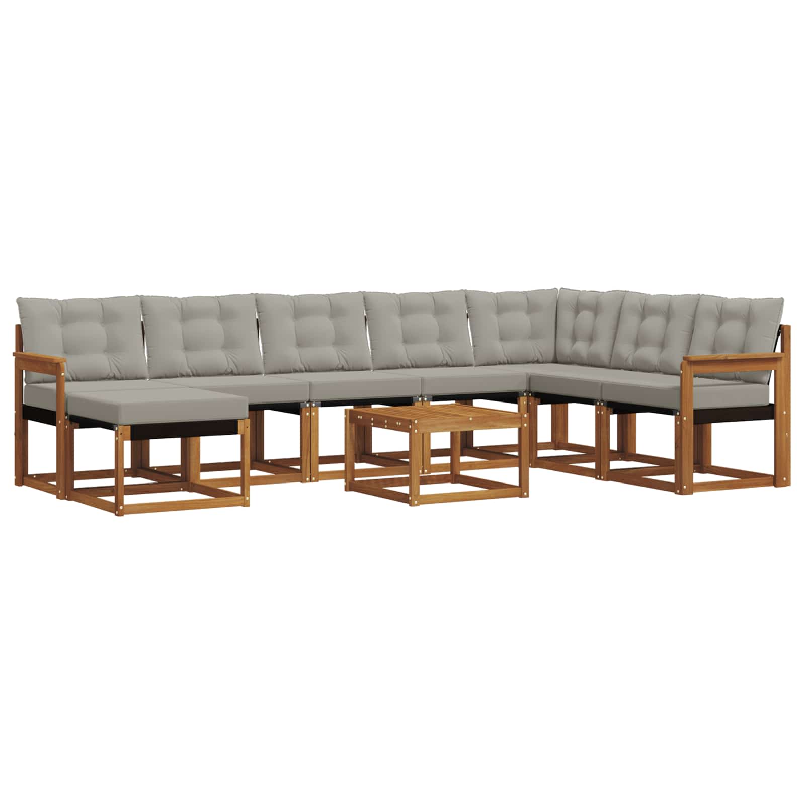 Outdoor-Sofagarnitur mit Kissen 9 pcs Natürlich und Hellgrau
