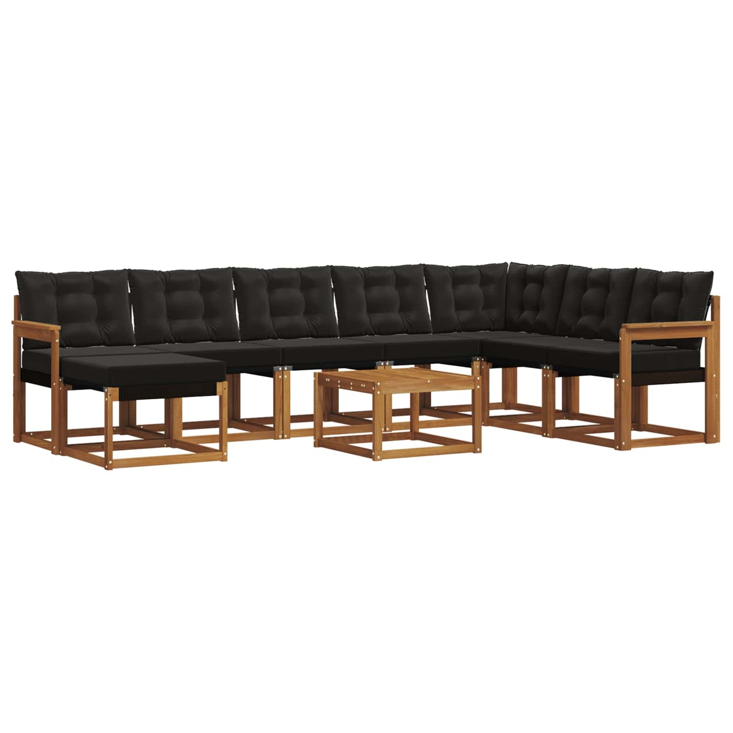 Outdoor-Sofagarnitur mit Kissen 9 pcs Natürlich und Schwarz