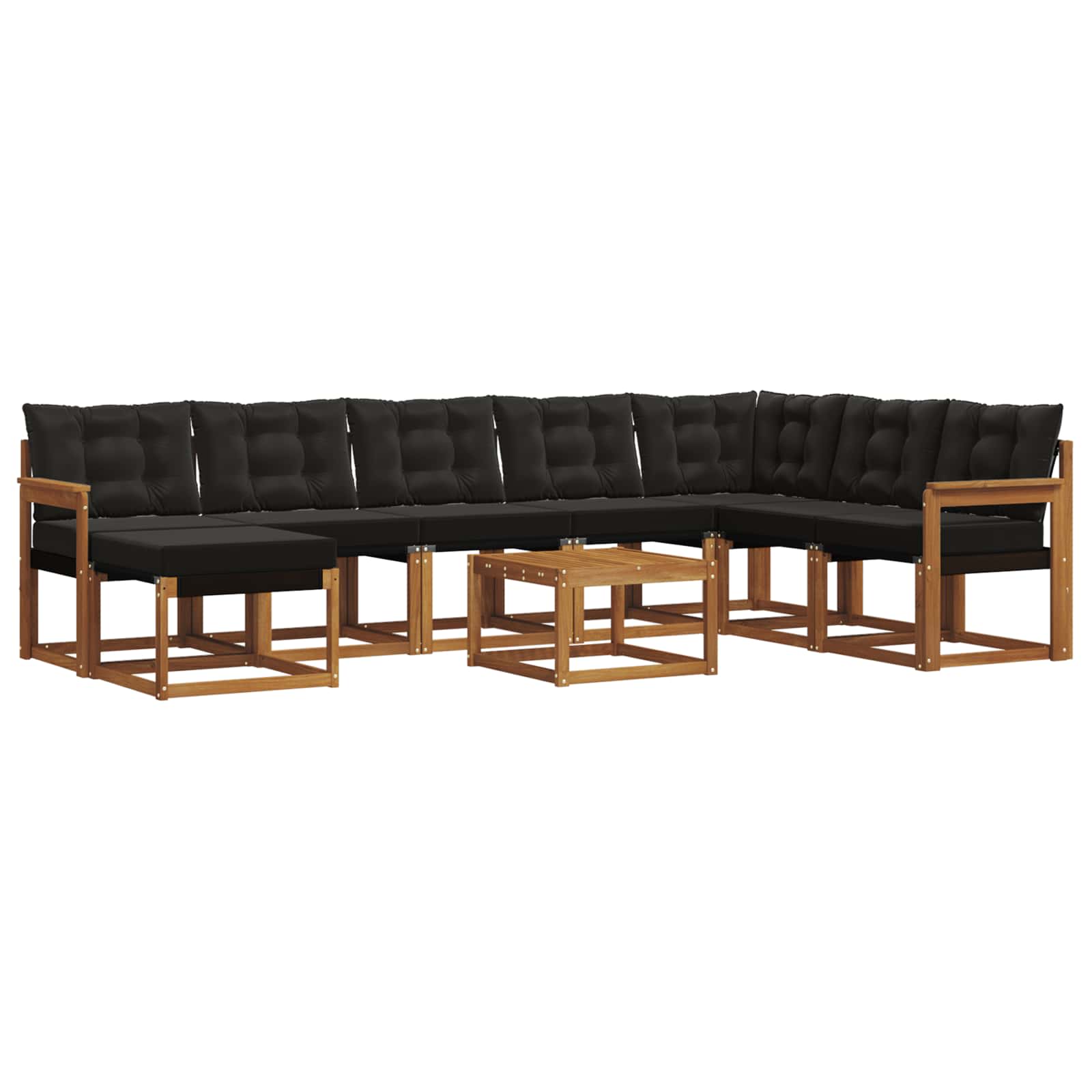 Outdoor-Sofagarnitur mit Kissen 9 pcs Natürlich und Schwarz