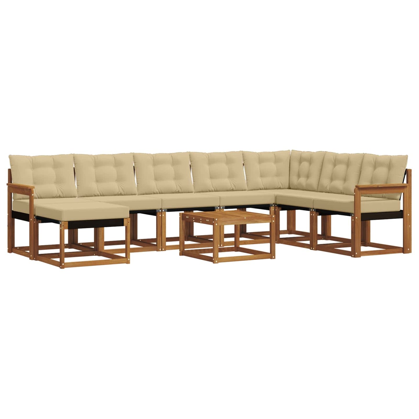 Outdoor-Sofagarnitur 9 stk. Natur und Beige