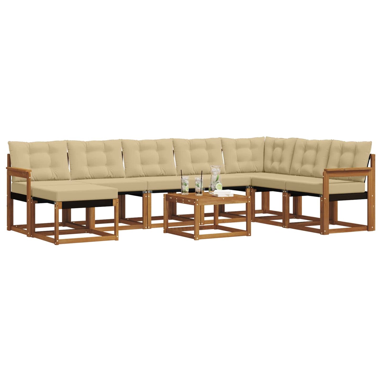 Outdoor-Sofagarnitur 9 stk. Natur und Beige