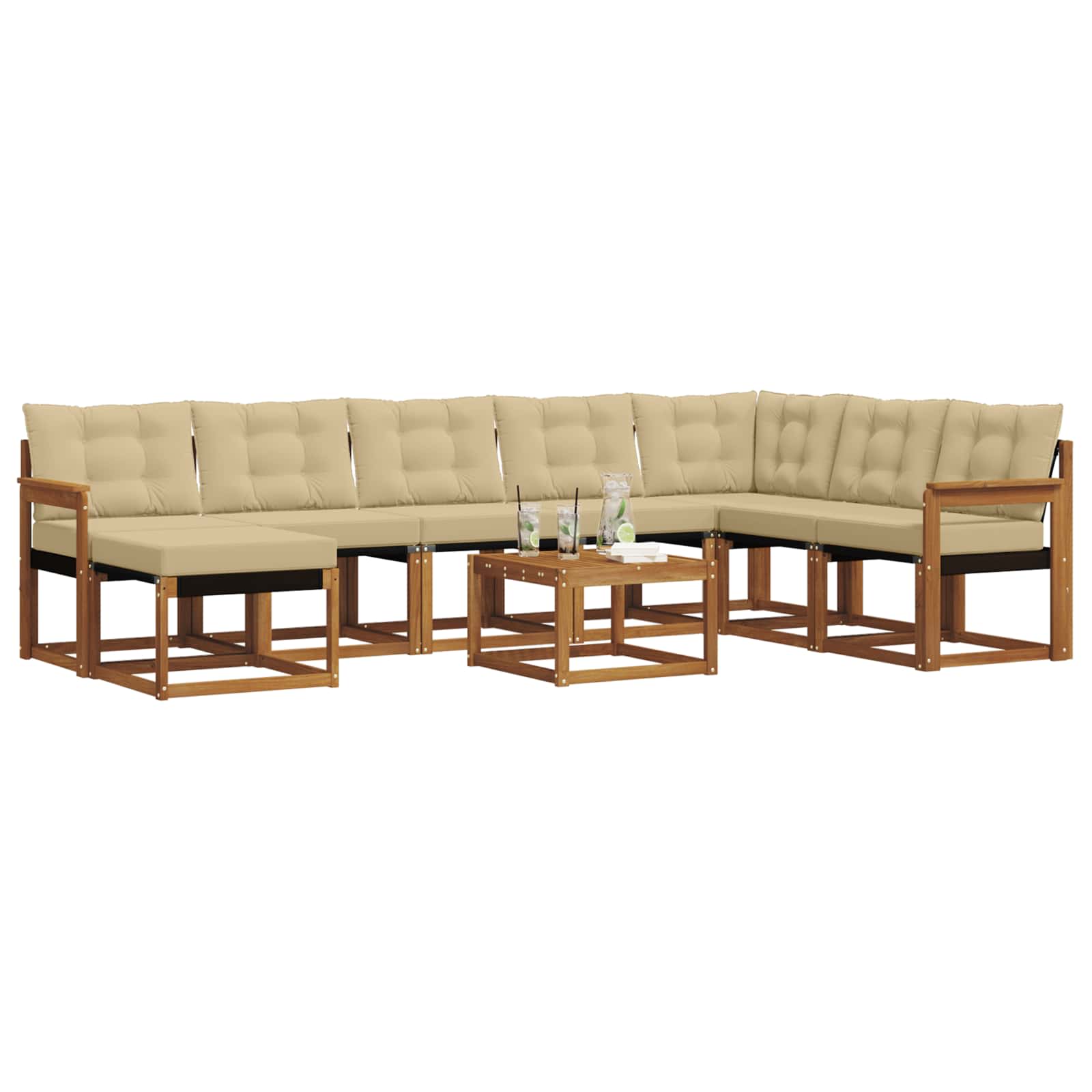 Outdoor-Sofagarnitur 9 stk. Natur und Beige