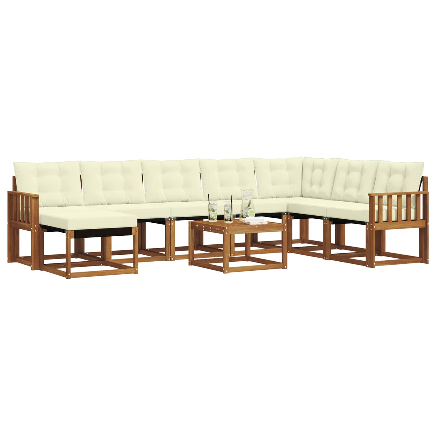 Outdoor-Sofagarnitur 9 Stk. Natur und Creme