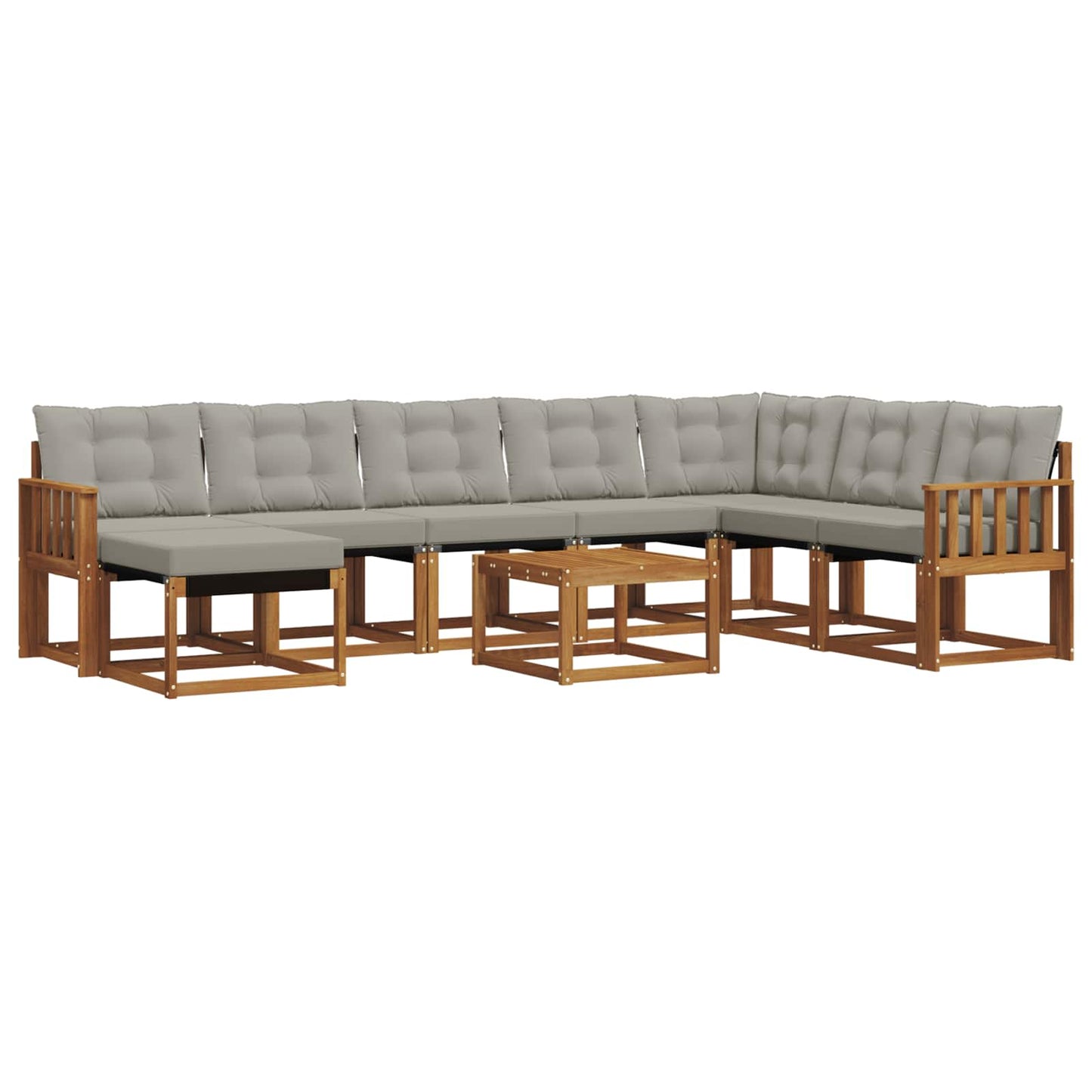 Outdoor-Sofagarnitur mit Kissen 9 pcs Natürlich und Hellgrau
