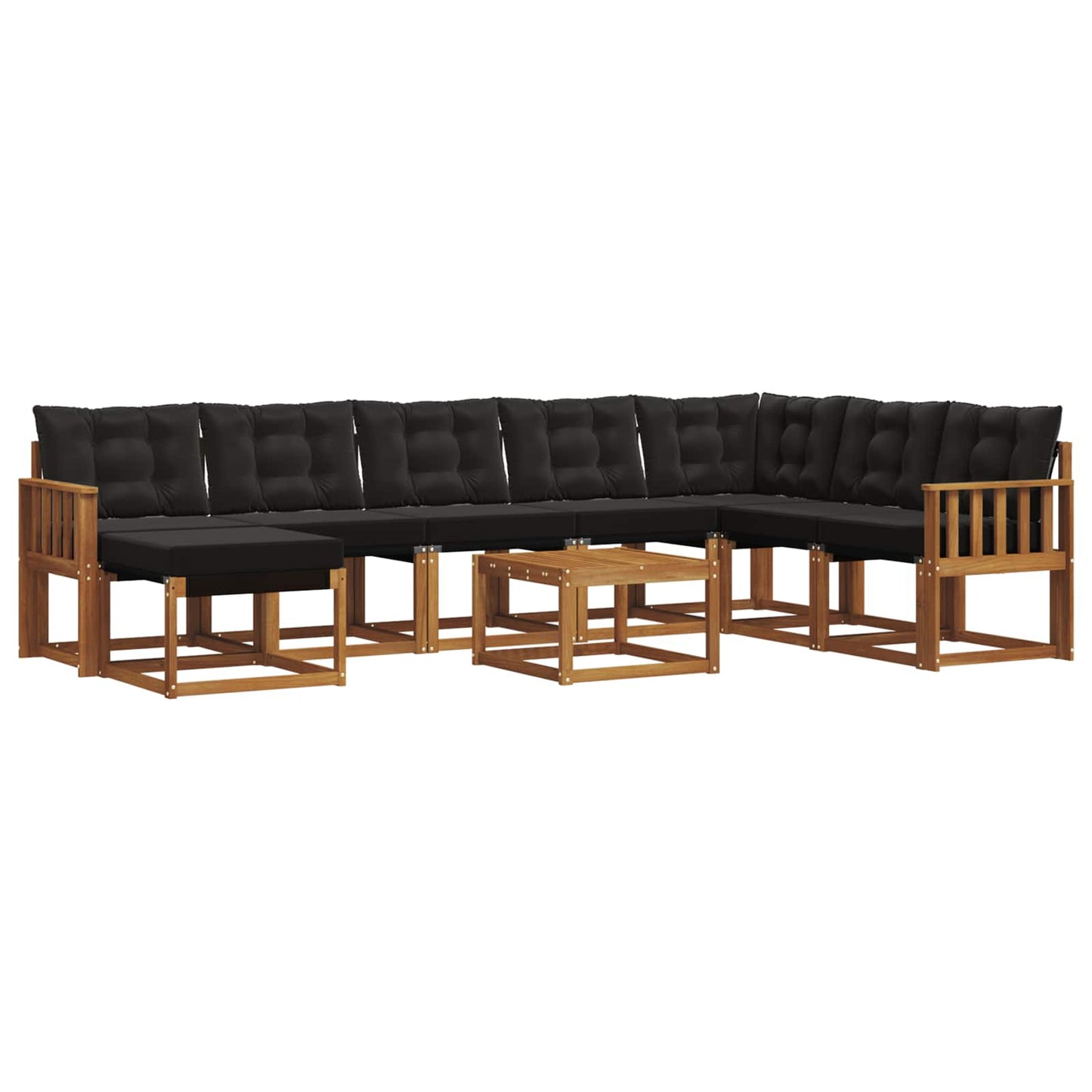 Outdoor-Sofagarnitur mit Kissen 9 pcs Natürlich und Schwarz