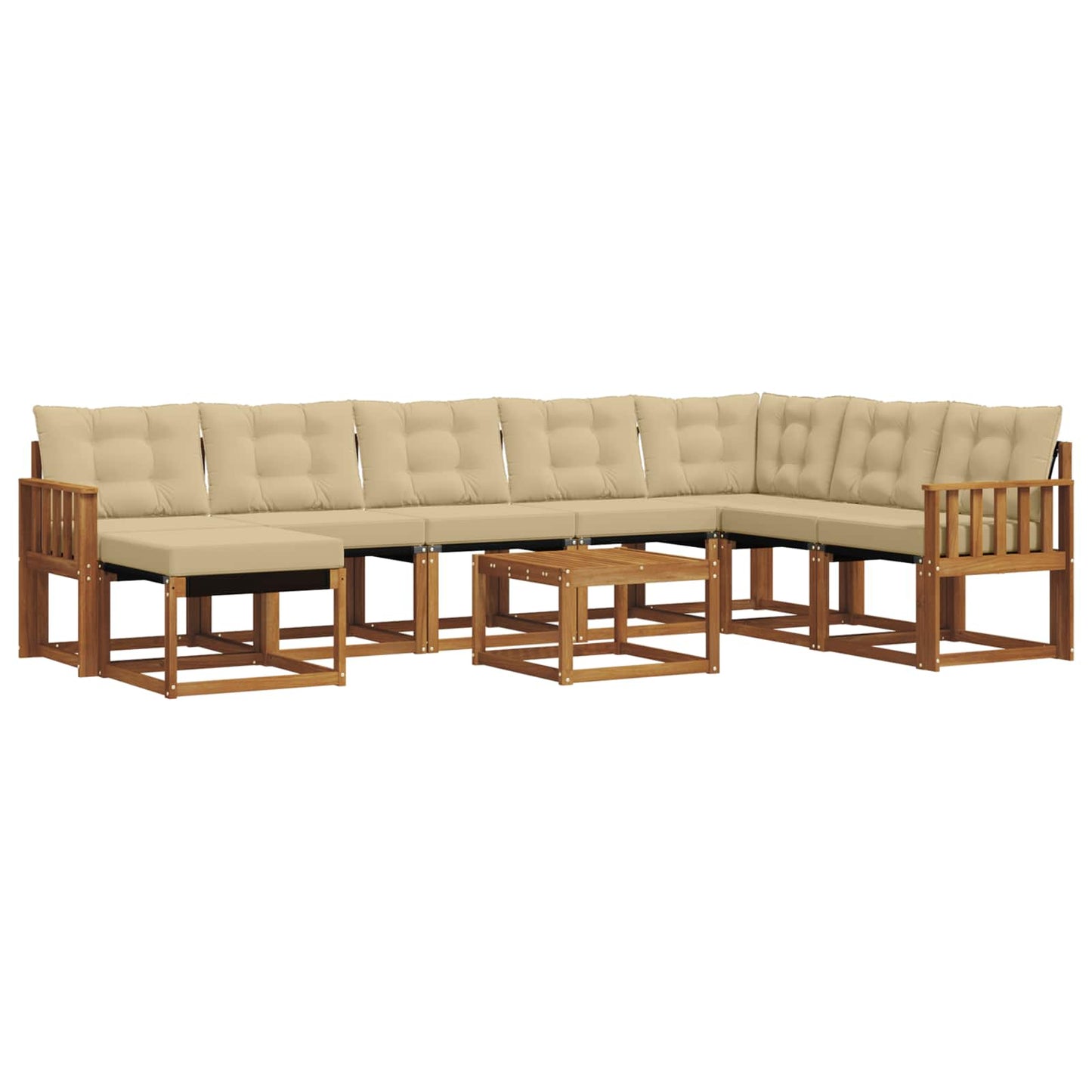 Outdoor-Sofagarnitur 9 stk. Natur und Beige