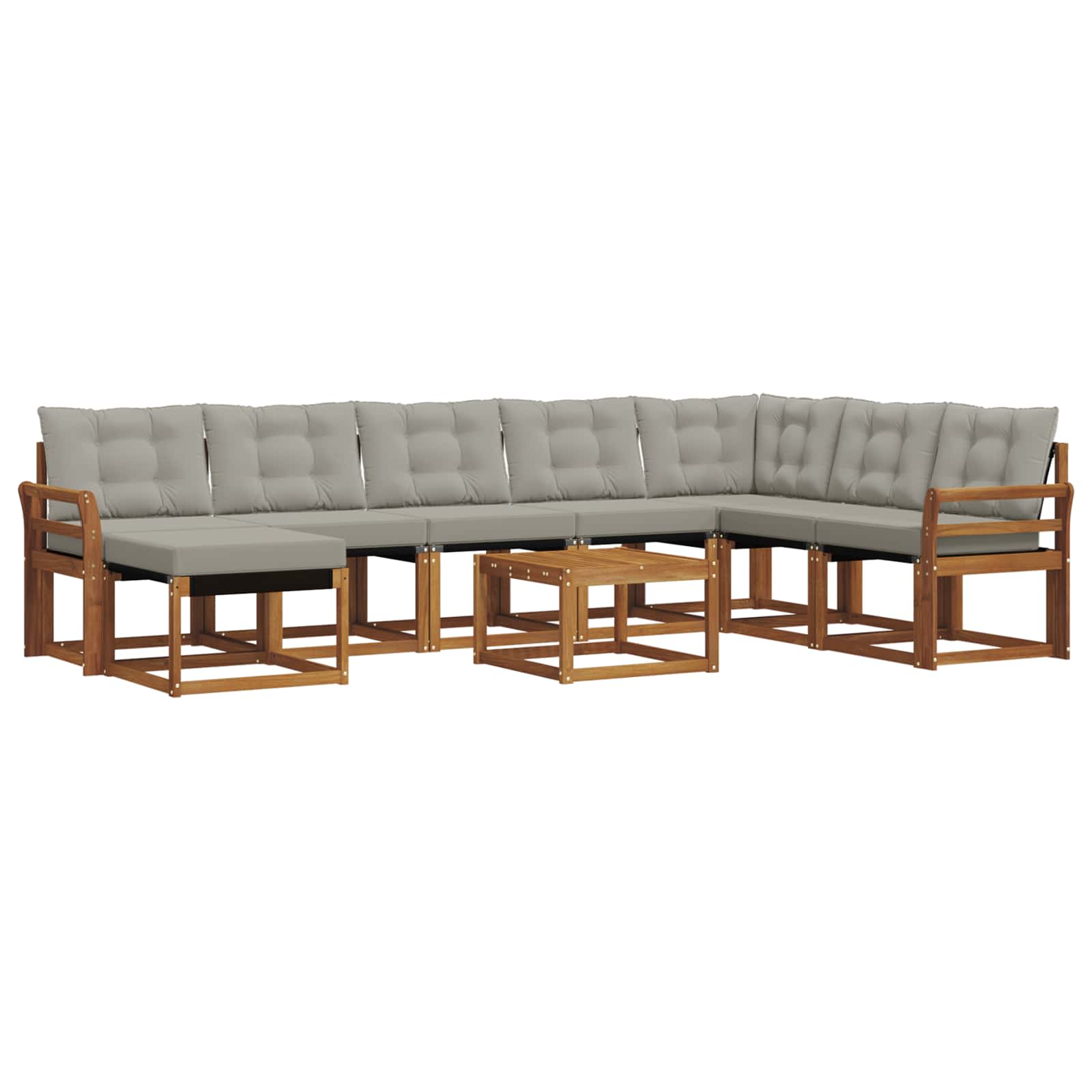 Outdoor-Sofagarnitur mit Kissen 9 pcs Natürlich und Hellgrau