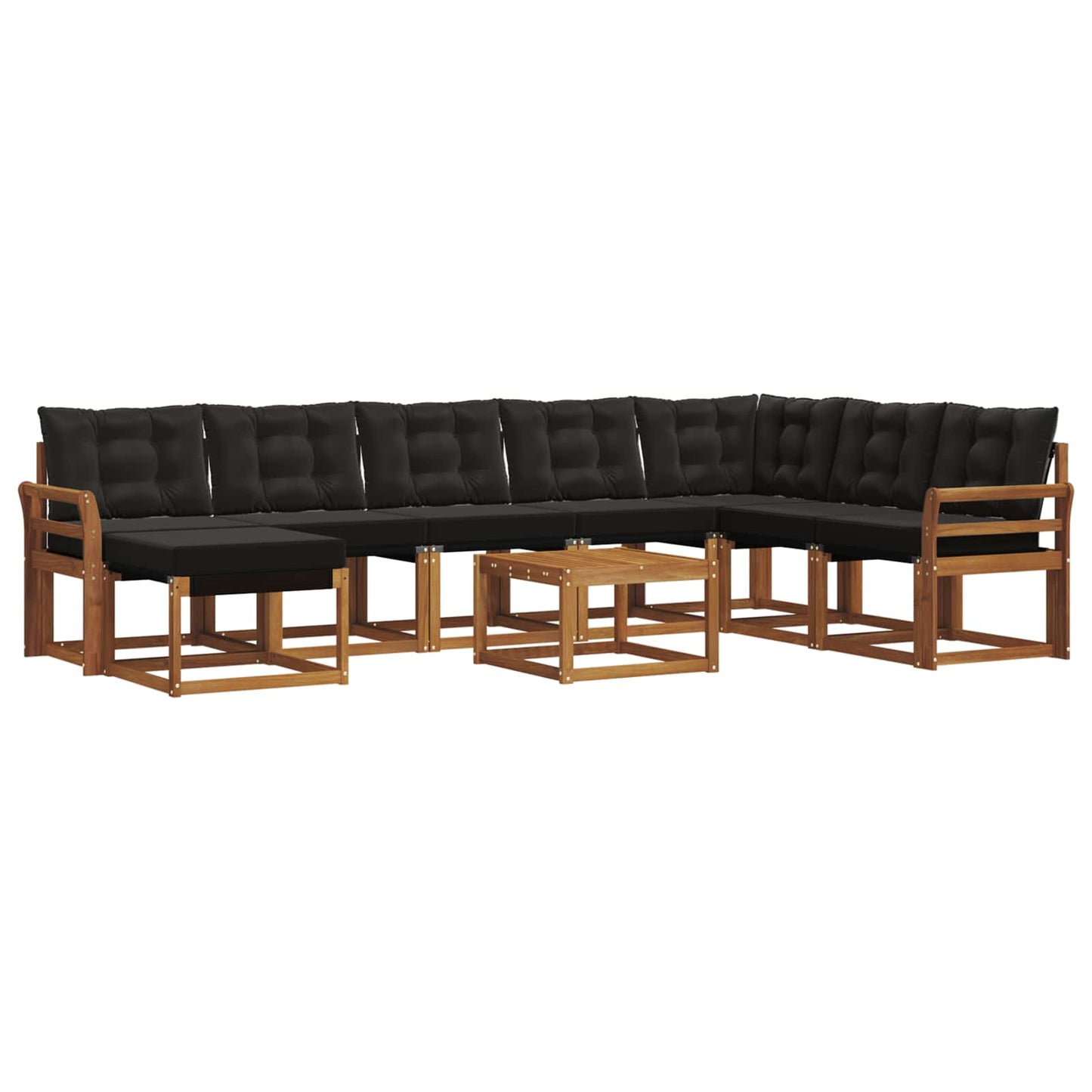 Outdoor-Sofagarnitur mit Kissen 9 pcs Natürlich und Schwarz