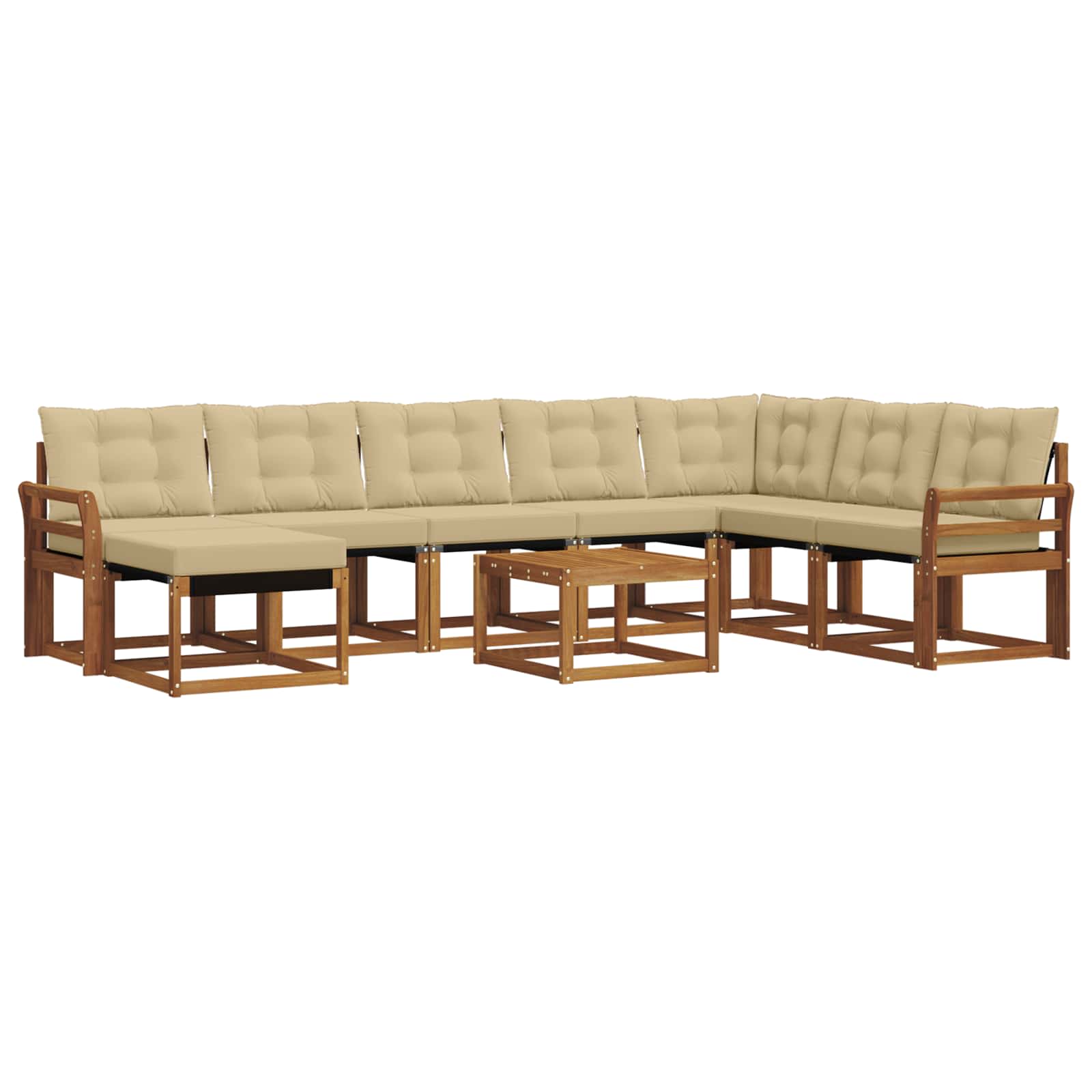 Outdoor-Sofagarnitur 9 stk. Natur und Beige
