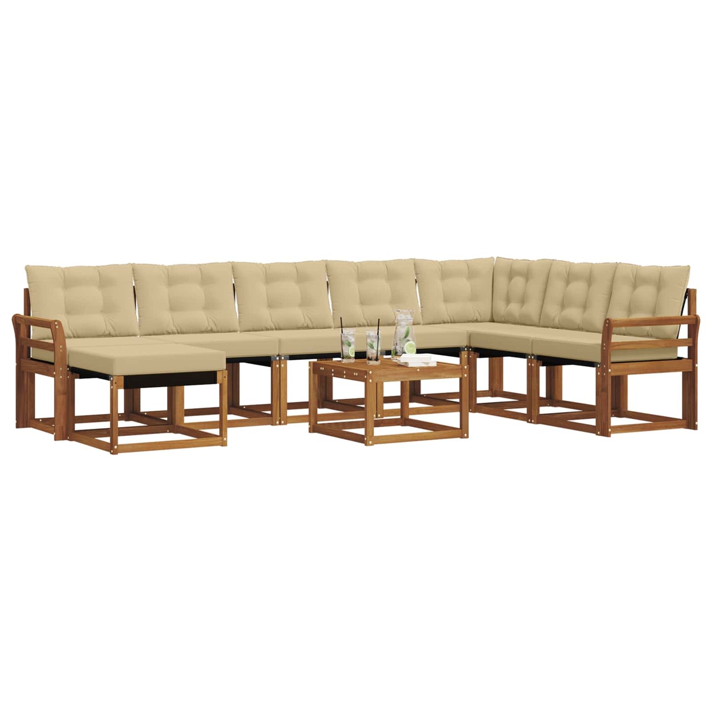 Outdoor-Sofagarnitur 9 stk. Natur und Beige