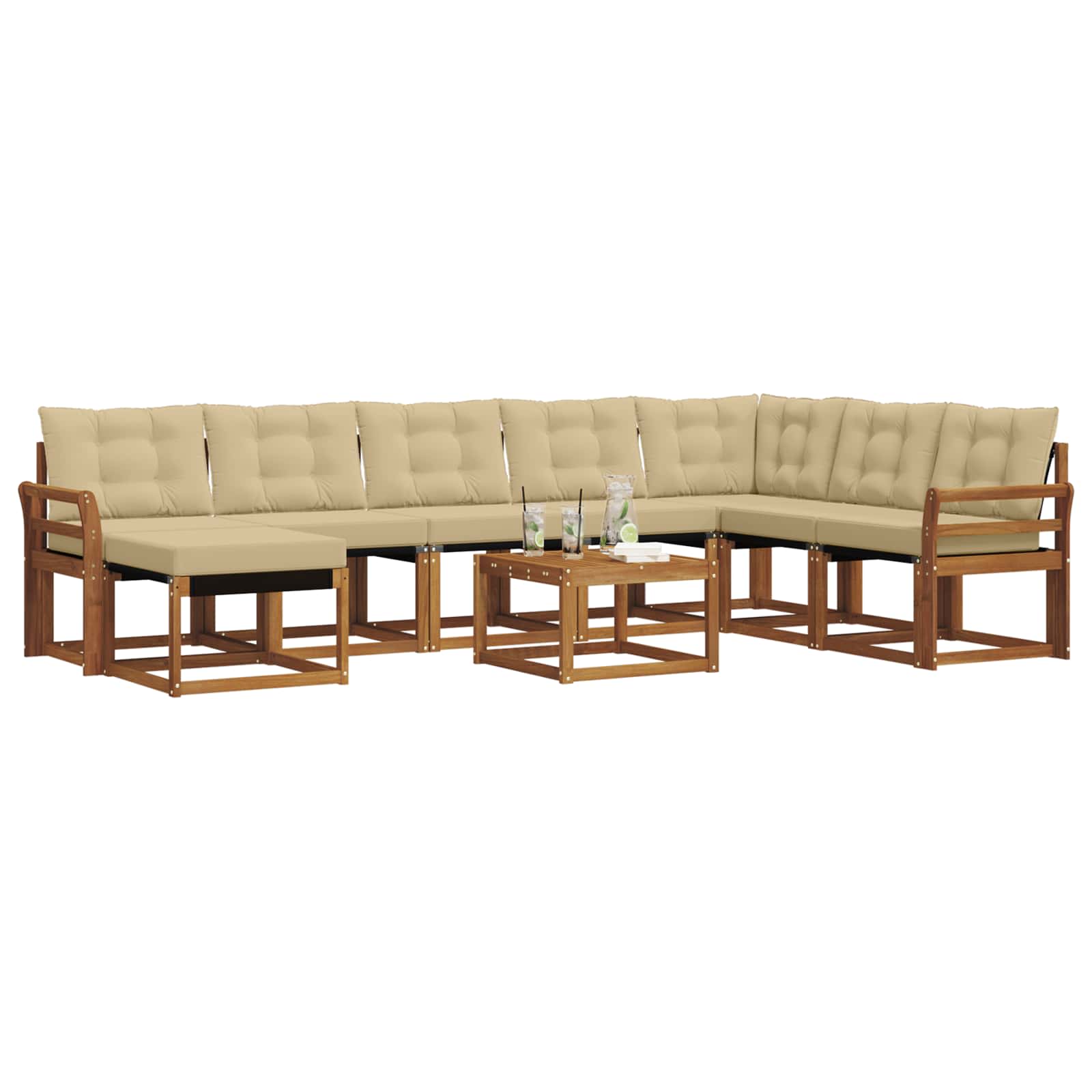 Outdoor-Sofagarnitur 9 stk. Natur und Beige