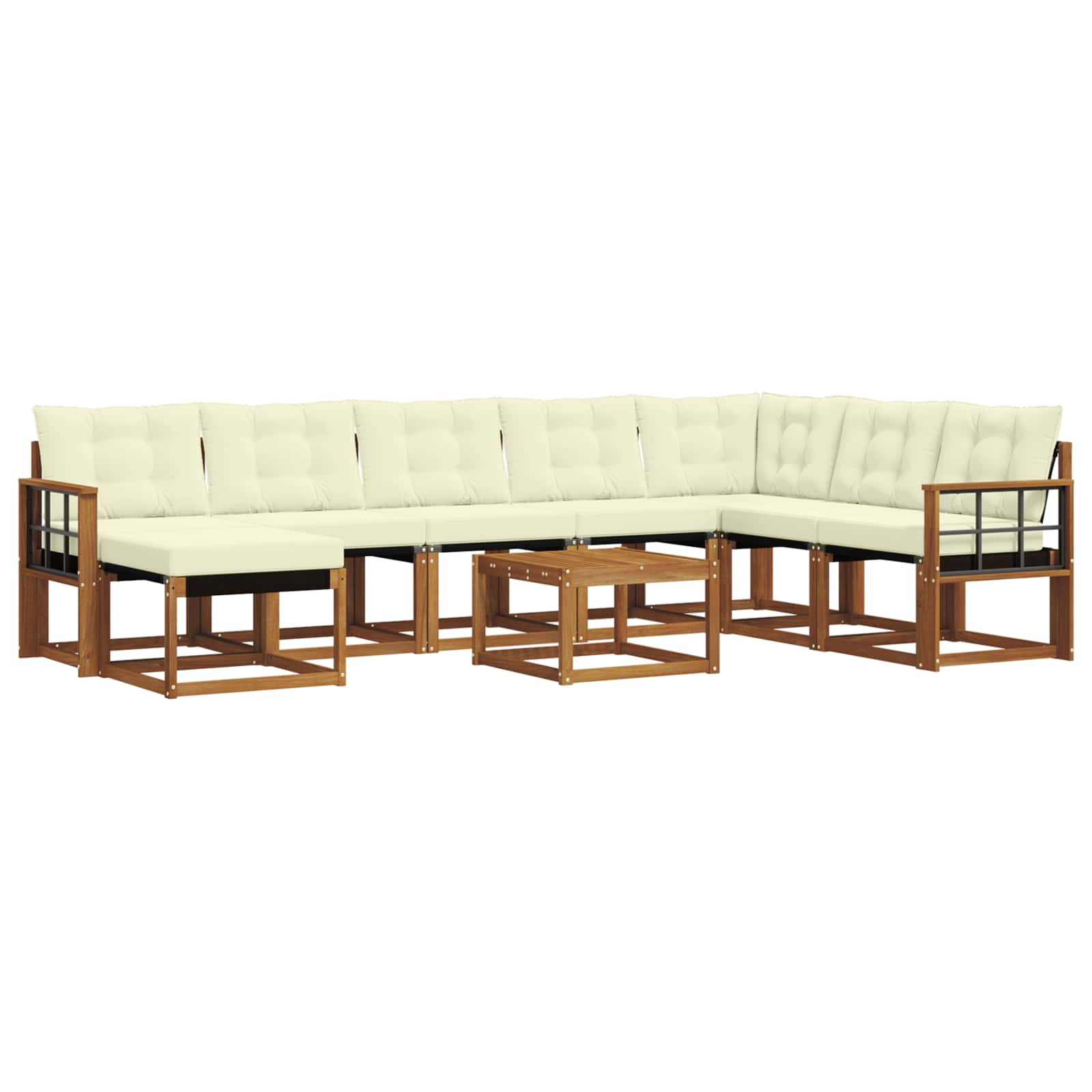 Outdoor-Sofagarnitur 9 Stk. Natur und Creme