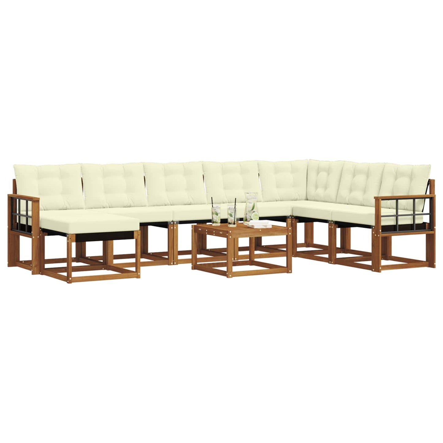 Outdoor-Sofagarnitur 9 Stk. Natur und Creme