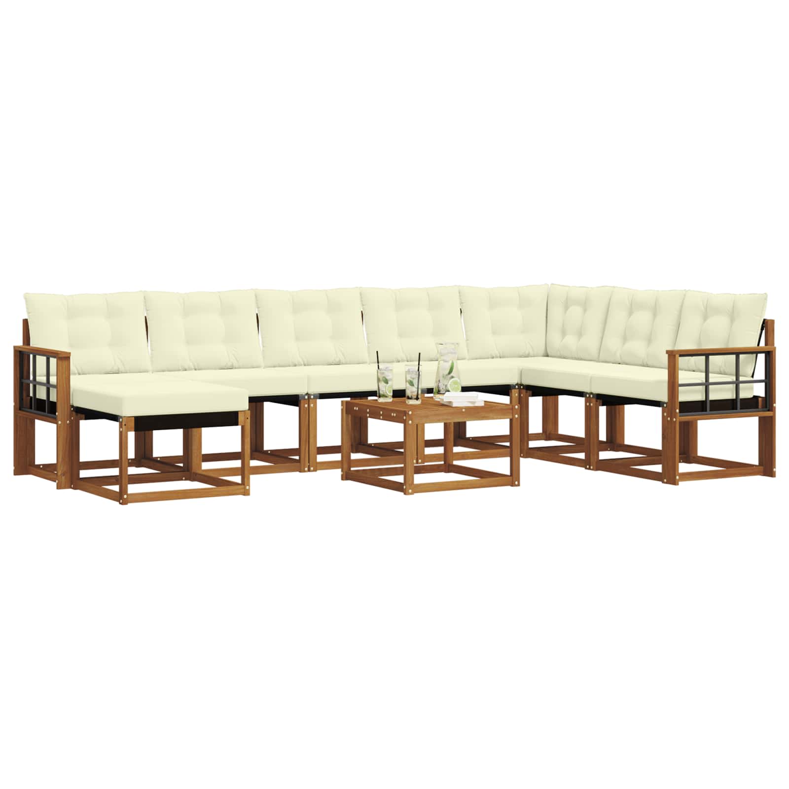 Outdoor-Sofagarnitur 9 Stk. Natur und Creme