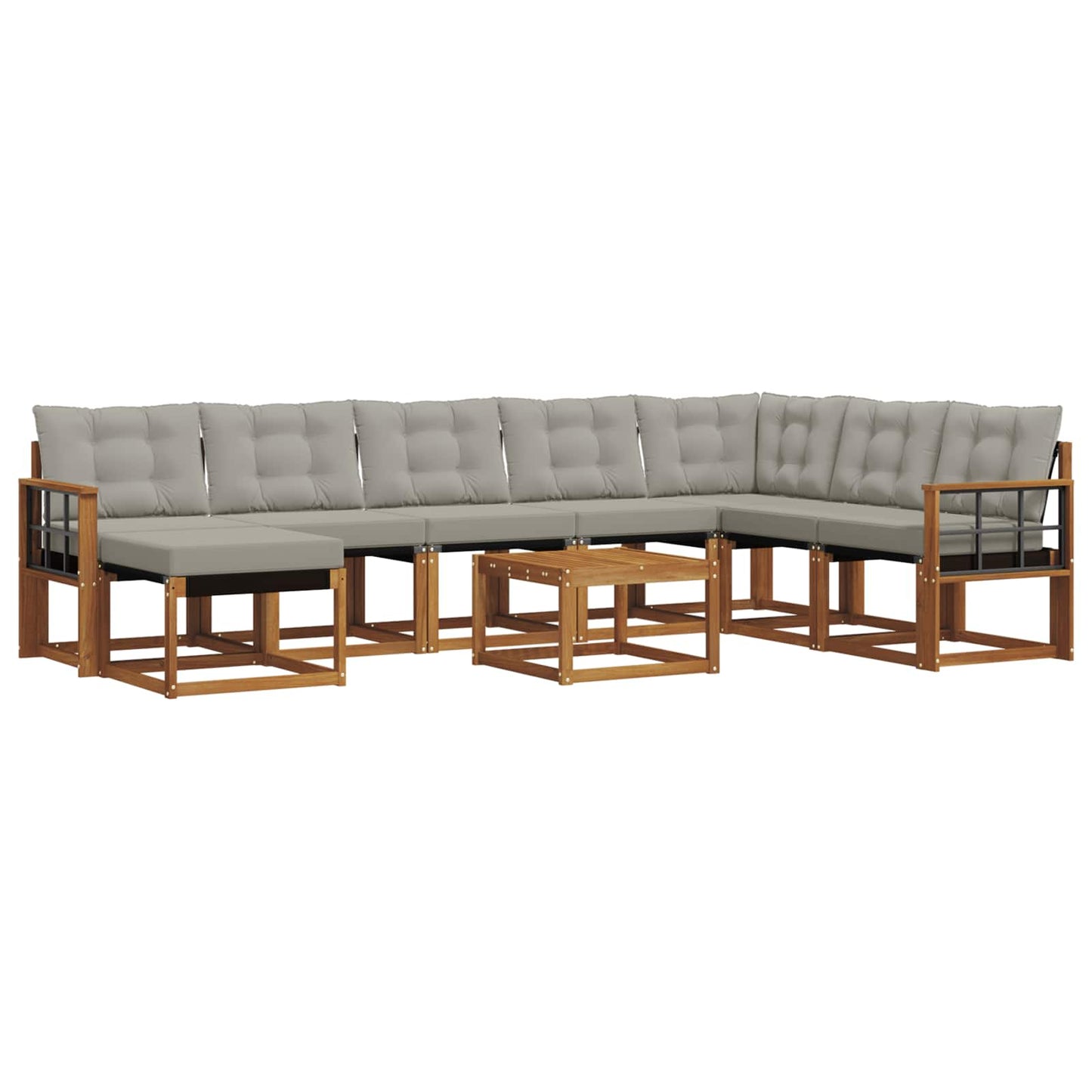 Outdoor-Sofagarnitur mit Kissen 9 pcs Natürlich und Hellgrau