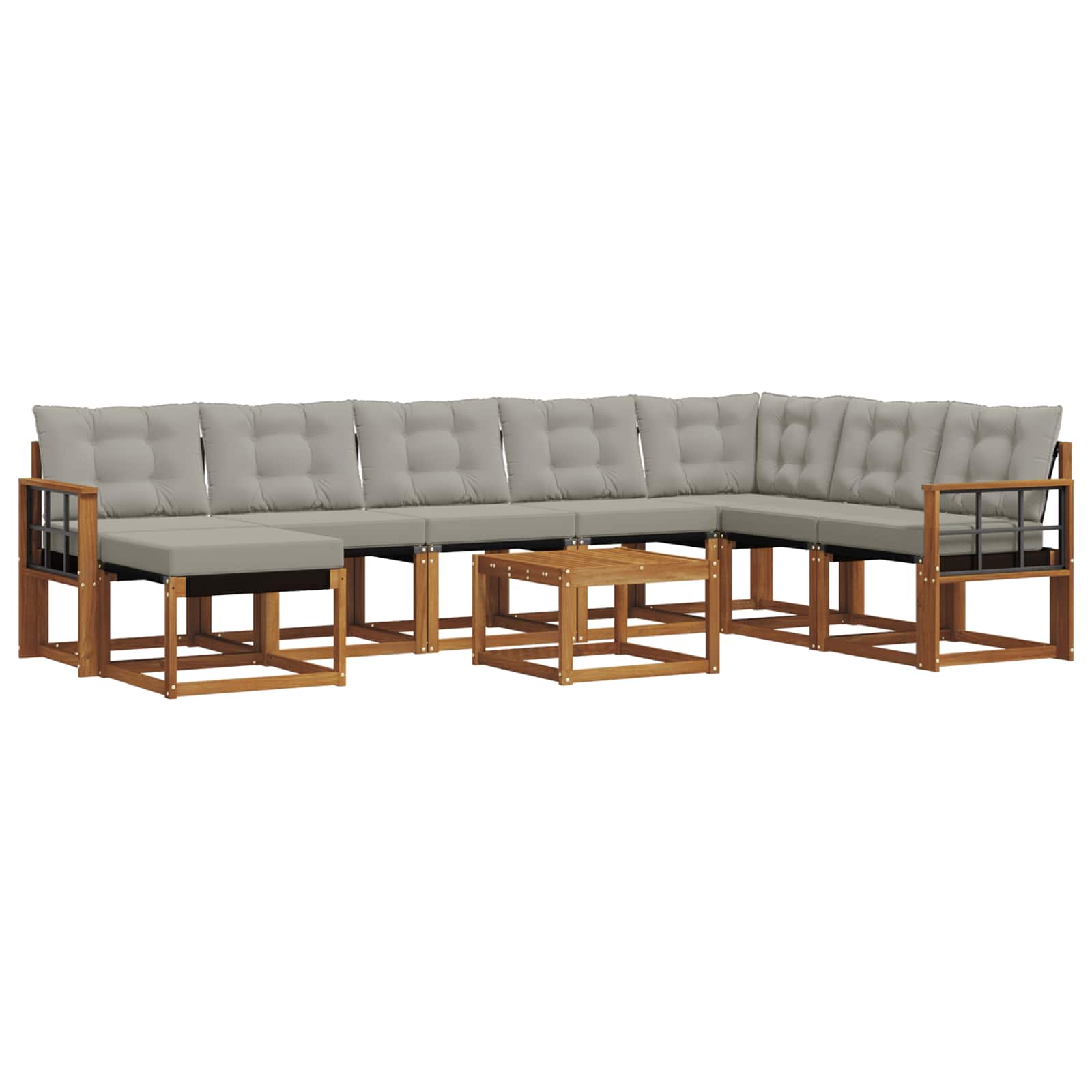 Outdoor-Sofagarnitur mit Kissen 9 pcs Natürlich und Hellgrau