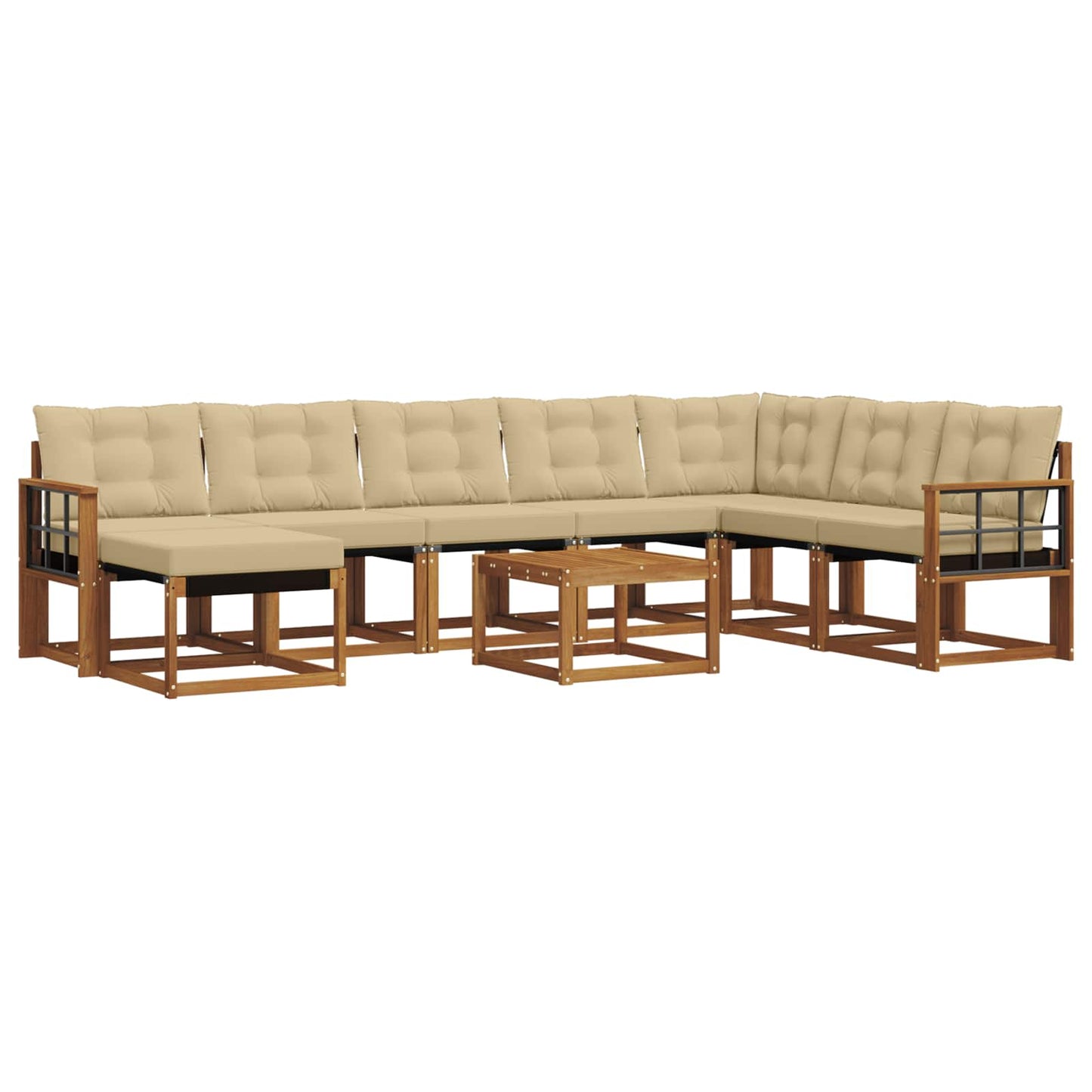 Outdoor-Sofagarnitur 9 stk. Natur und Beige