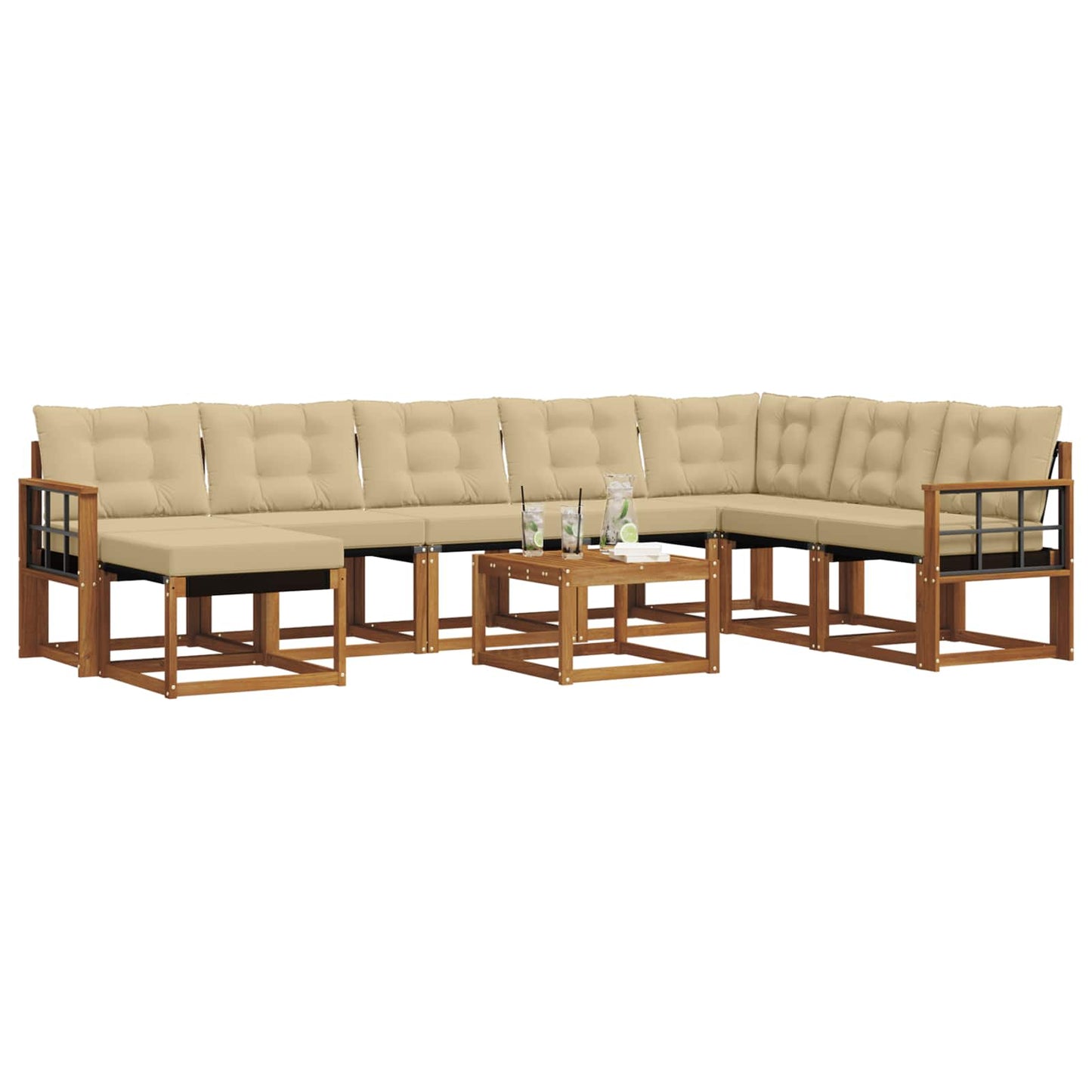 Outdoor-Sofagarnitur 9 stk. Natur und Beige