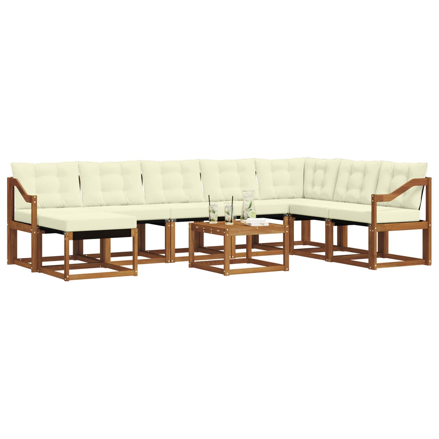 Outdoor-Sofagarnitur 9 Stk. Natur und Creme