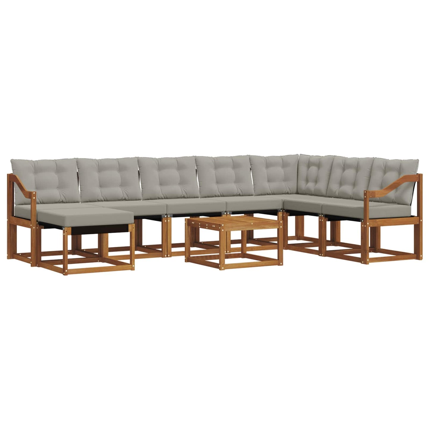 Outdoor-Sofagarnitur mit Kissen 9 pcs Natürlich und Hellgrau