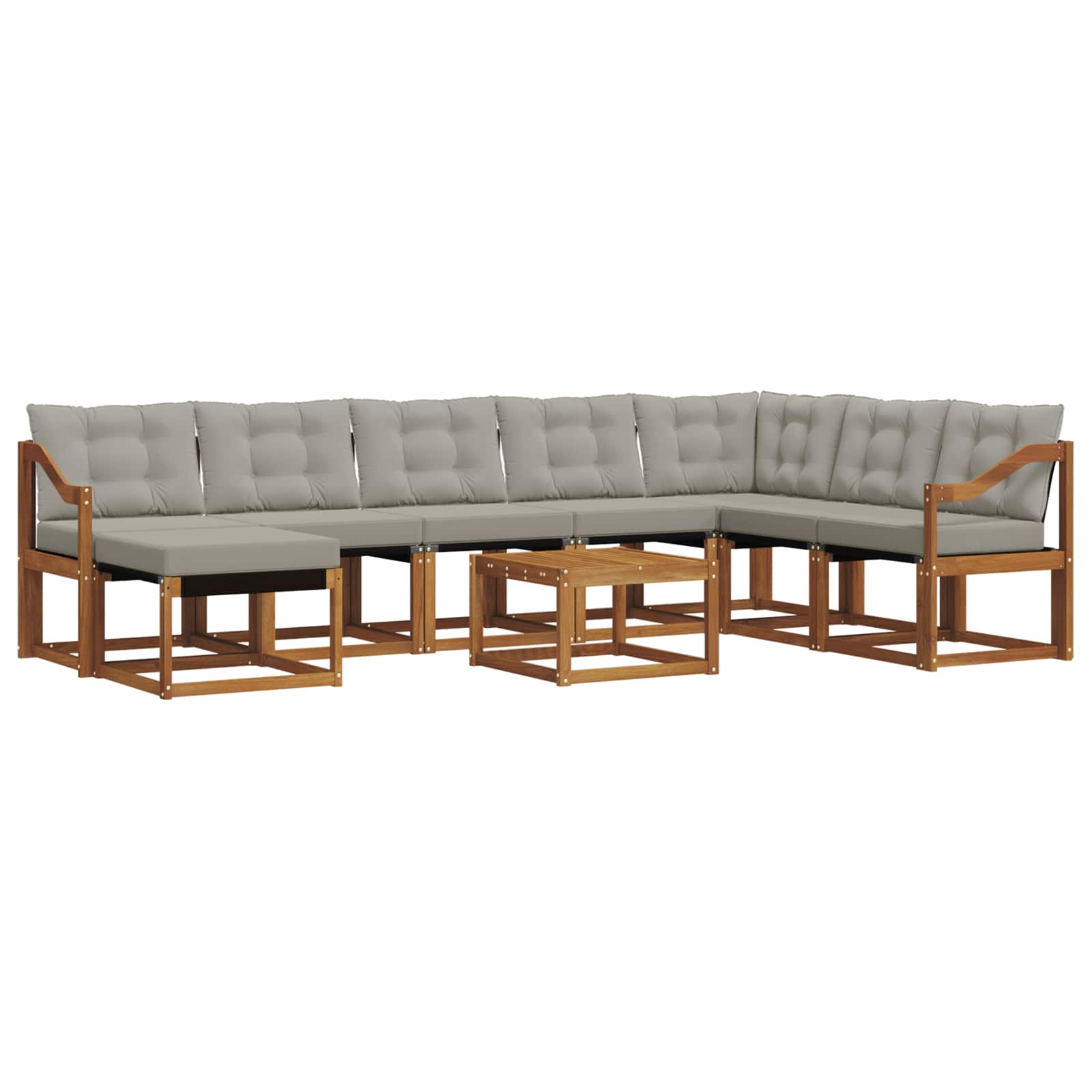 Outdoor-Sofagarnitur mit Kissen 9 pcs Natürlich und Hellgrau