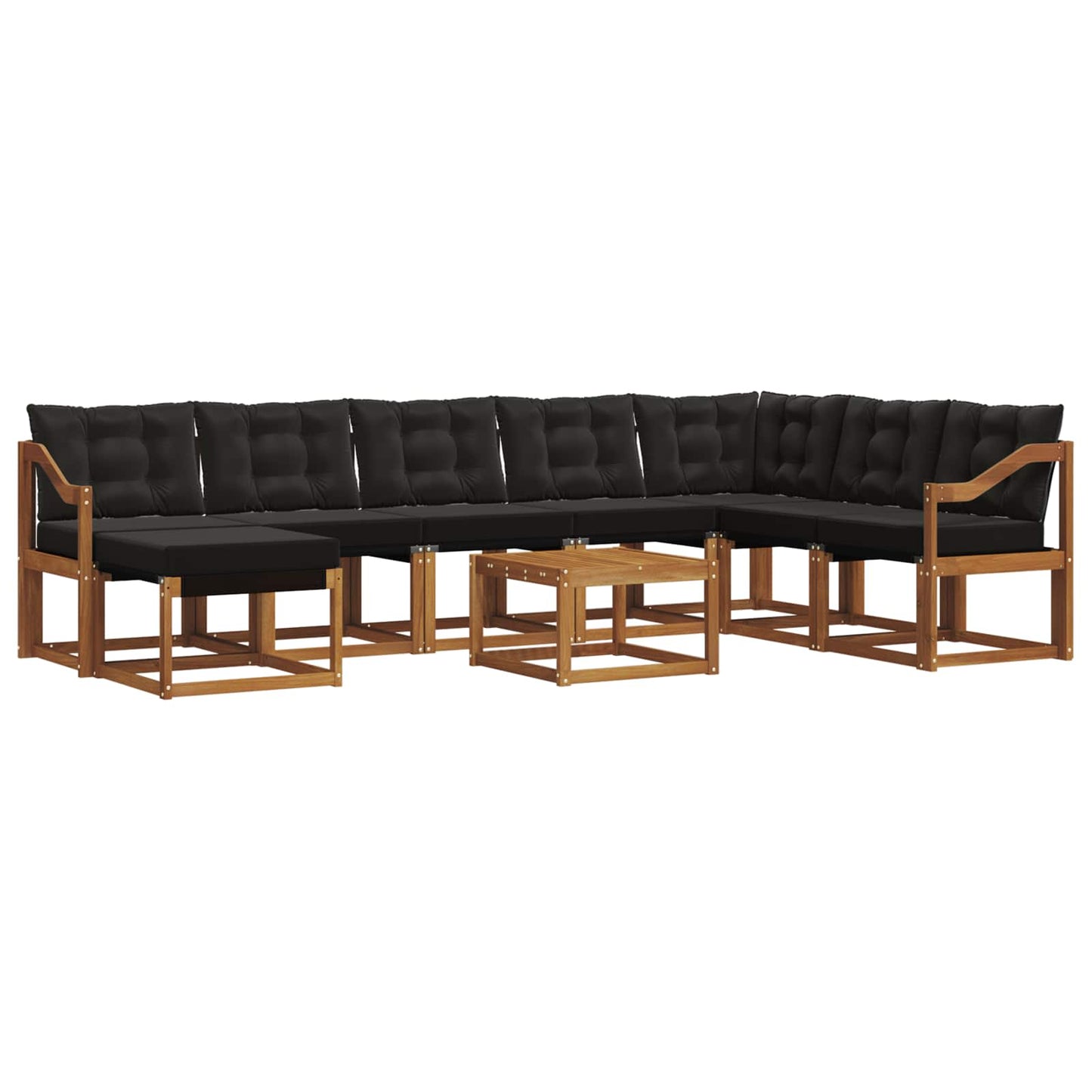 Outdoor-Sofagarnitur mit Kissen 9 pcs Natürlich und Schwarz