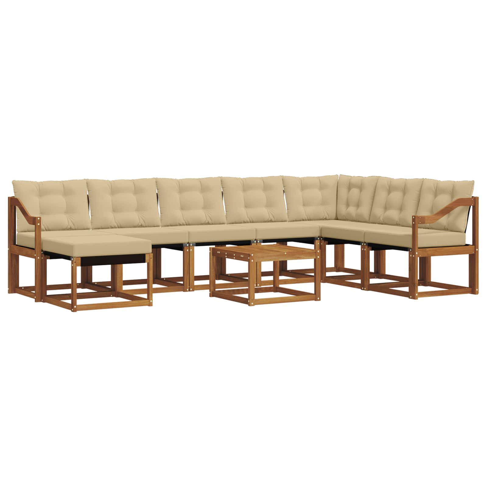 Outdoor-Sofagarnitur mit Kissen 9 pcs Natur und Beige