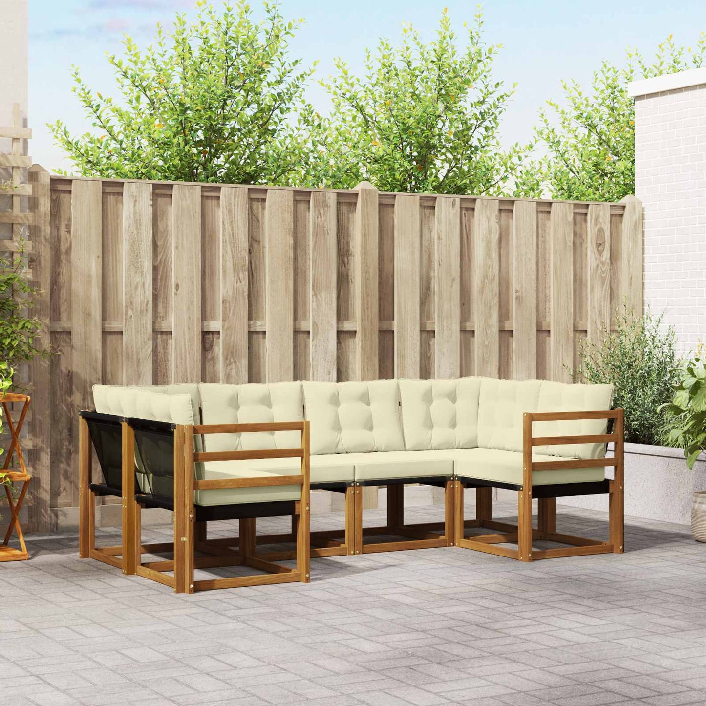 Outdoor-Sofagarnitur 6 stk. Natur und Creme