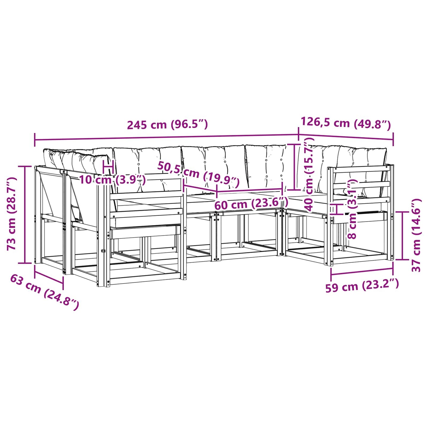 Outdoor-Sofagarnitur 6 stk. Natur und Creme