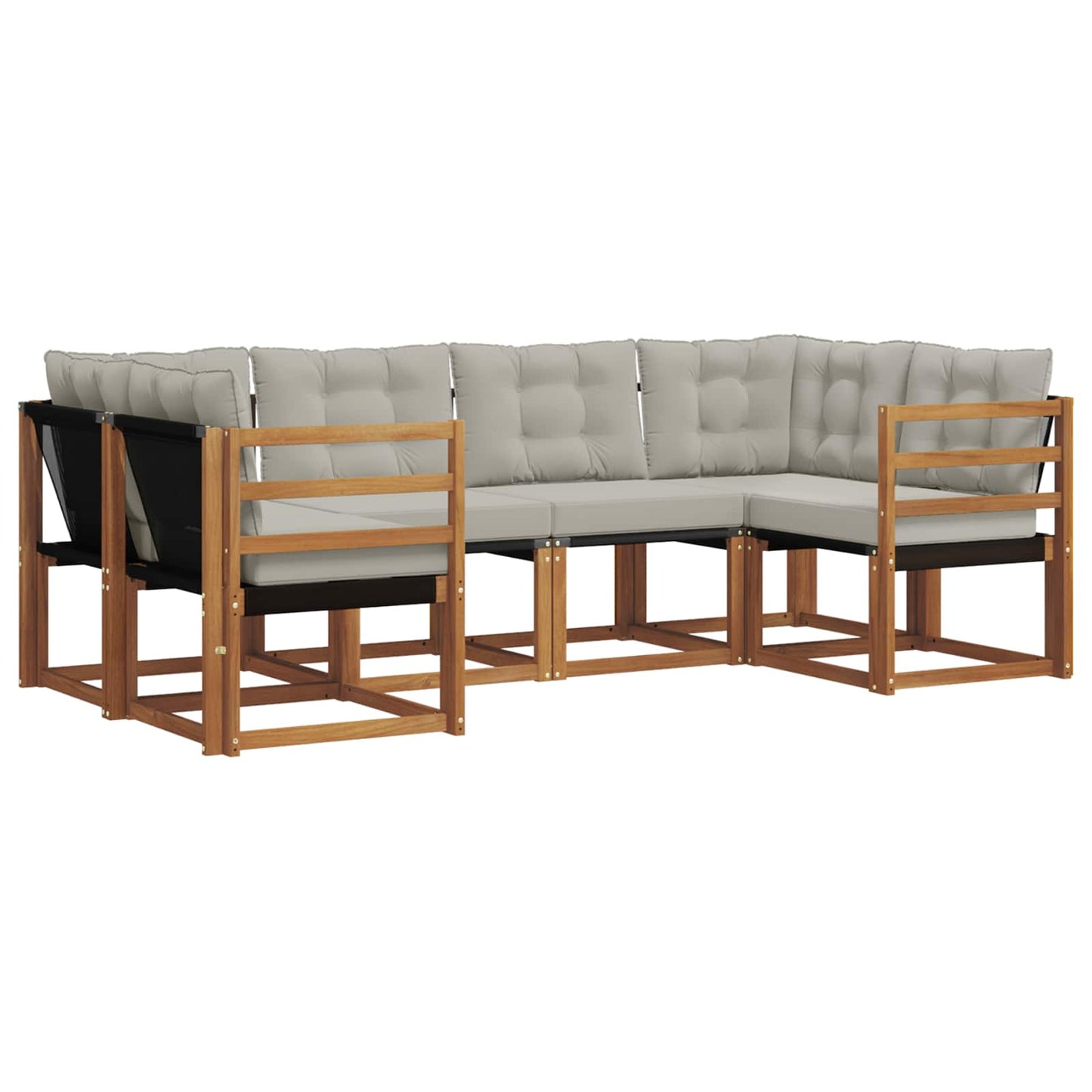 Outdoor-Sofagarnitur mit Kissen 6 pcs Natürlich und Hellgrau