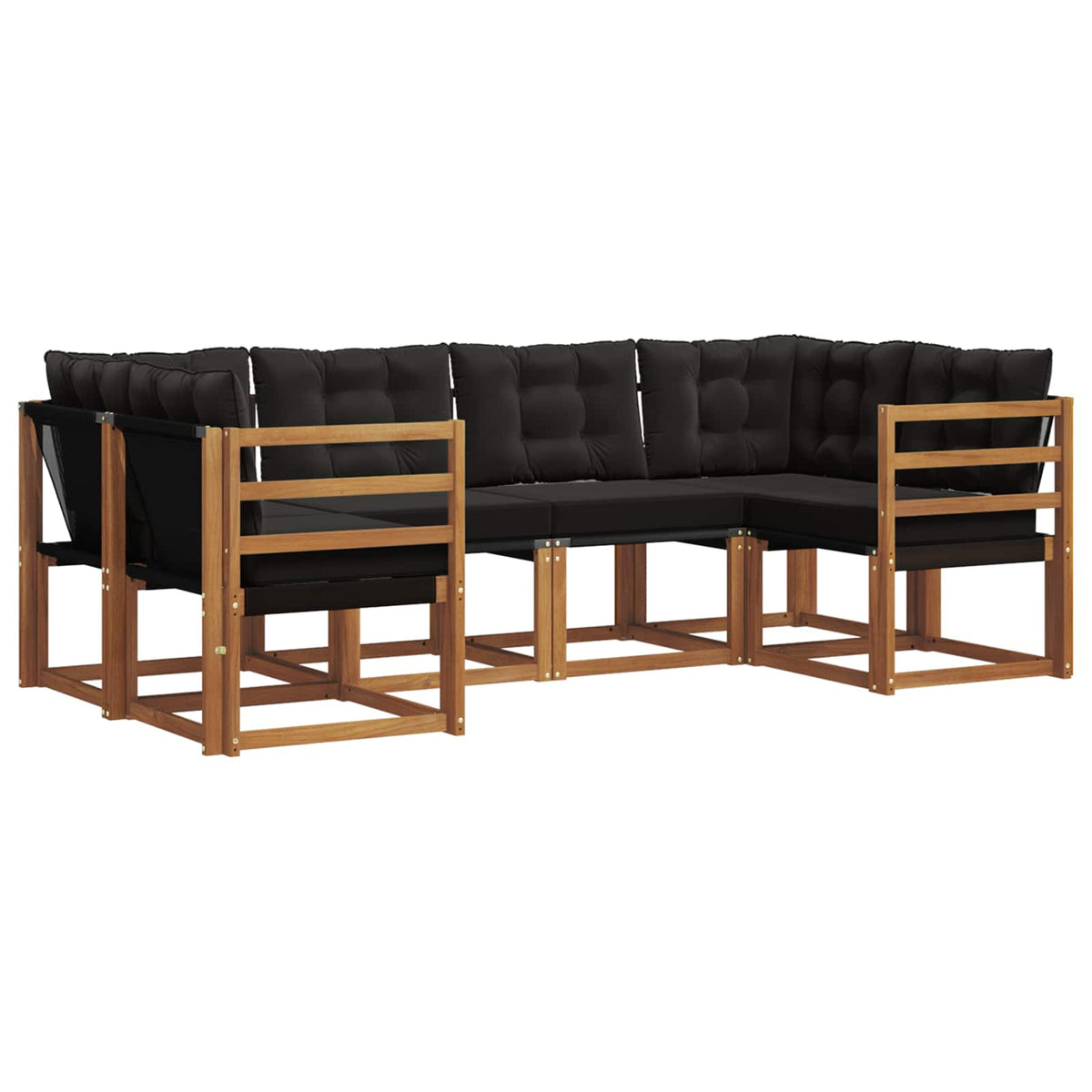 Outdoor-Sofagarnitur 6 stk. Natur und Schwarz