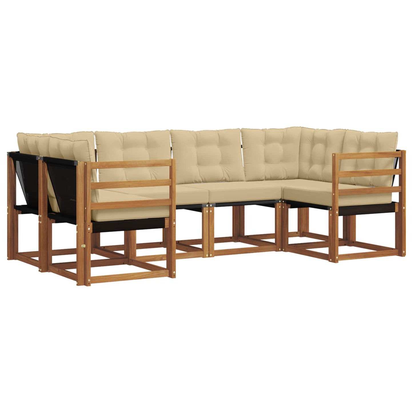 Outdoor-Sofagarnitur mit Kissen 6 pcs Natur und Beige