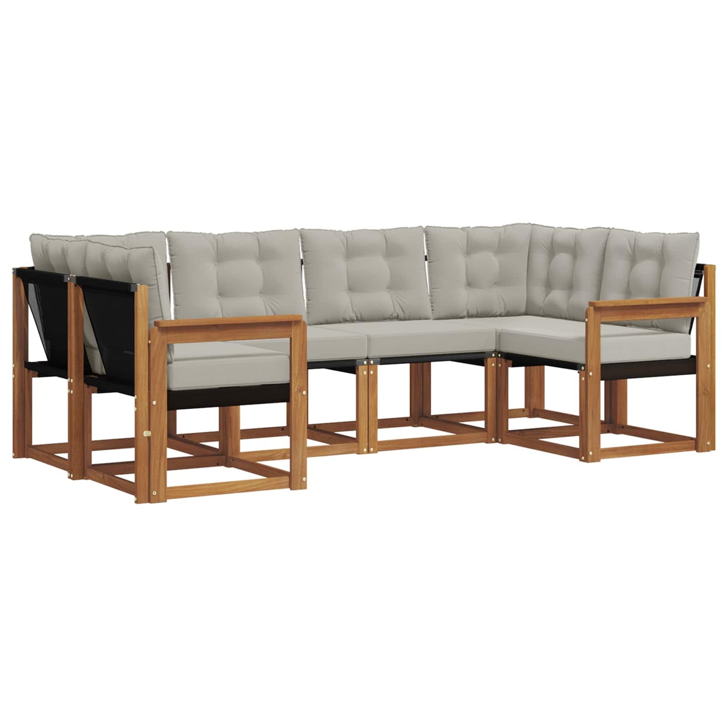 Outdoor-Sofagarnitur mit Kissen 6 pcs Natürlich und Hellgrau