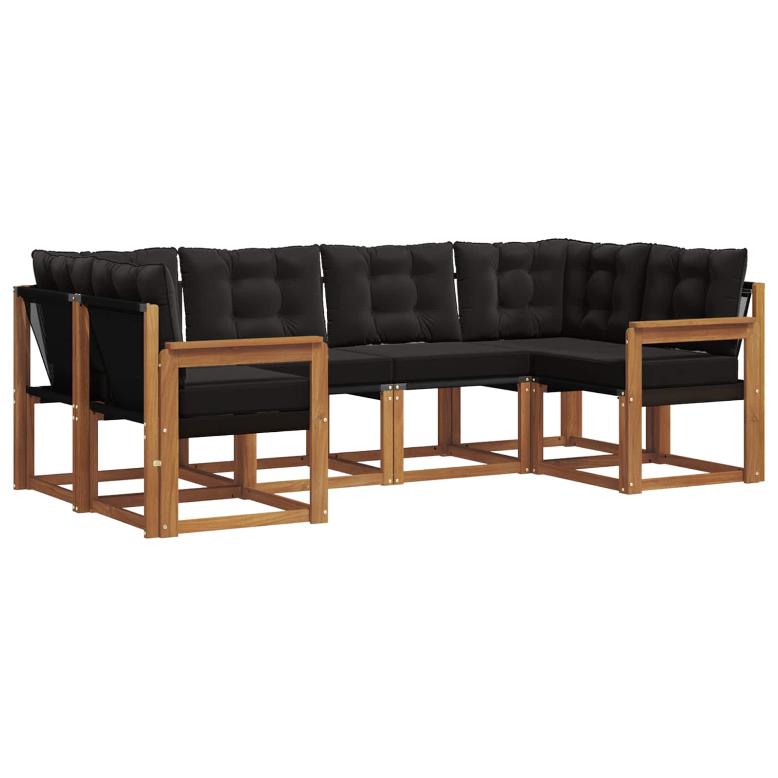 Outdoor-Sofagarnitur mit Kissen 6 pcs Natürlich und Schwarz