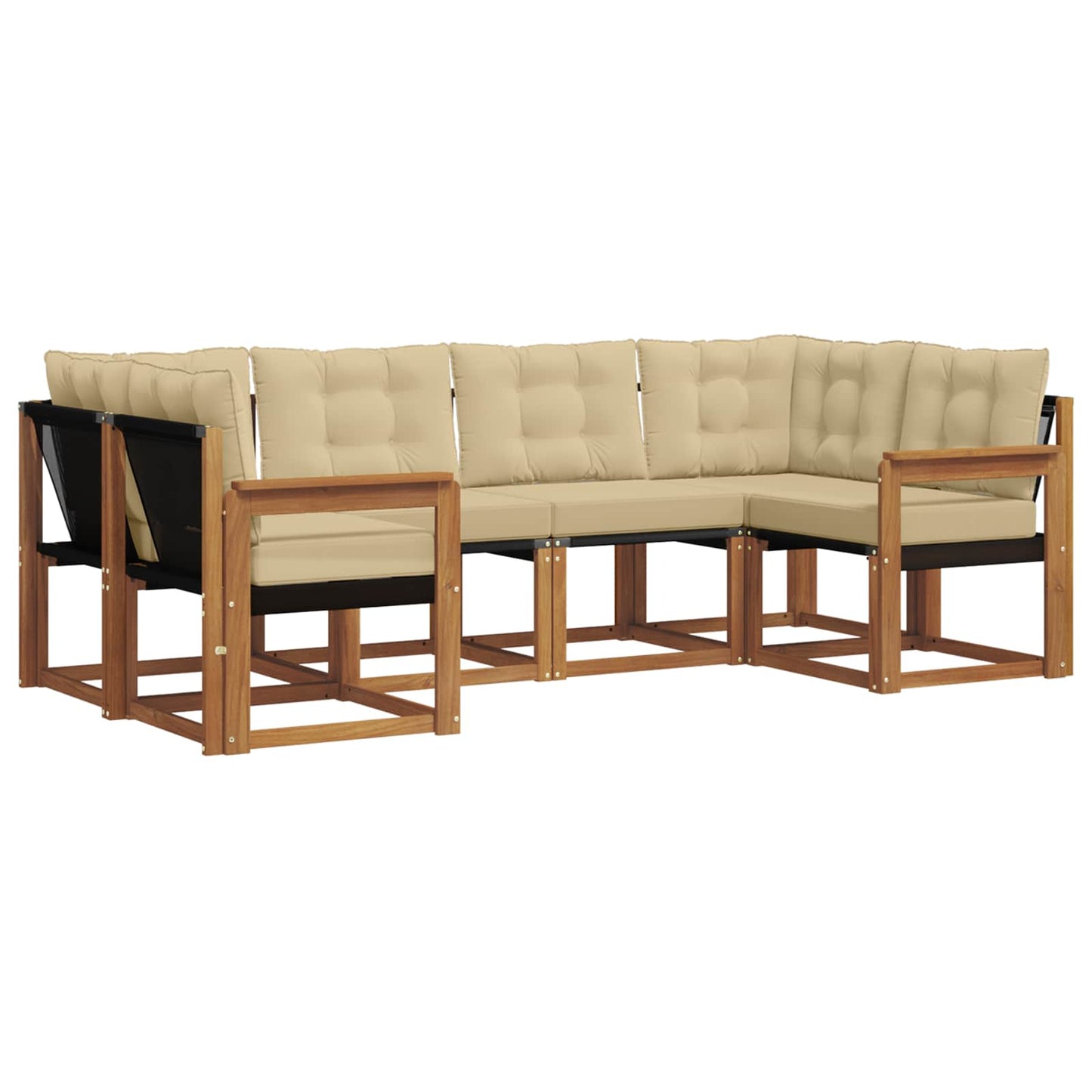 Outdoor-Sofagarnitur 6 stk. Natur und Beige