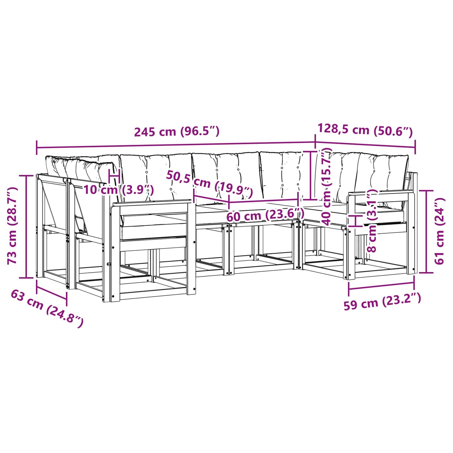 Outdoor-Sofagarnitur 6 stk. Natur und Beige