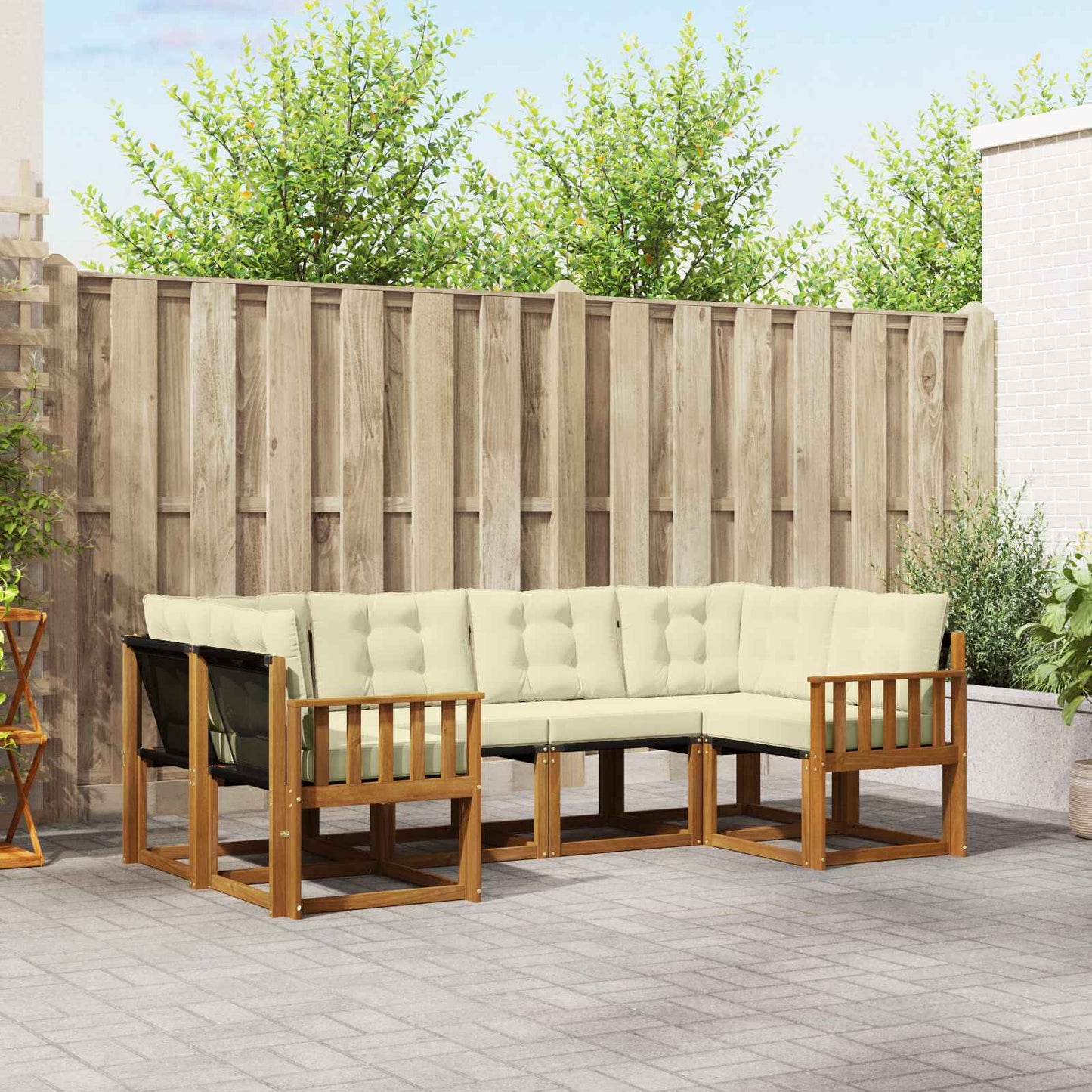 Outdoor-Sofagarnitur 6 stk. Natur und Creme