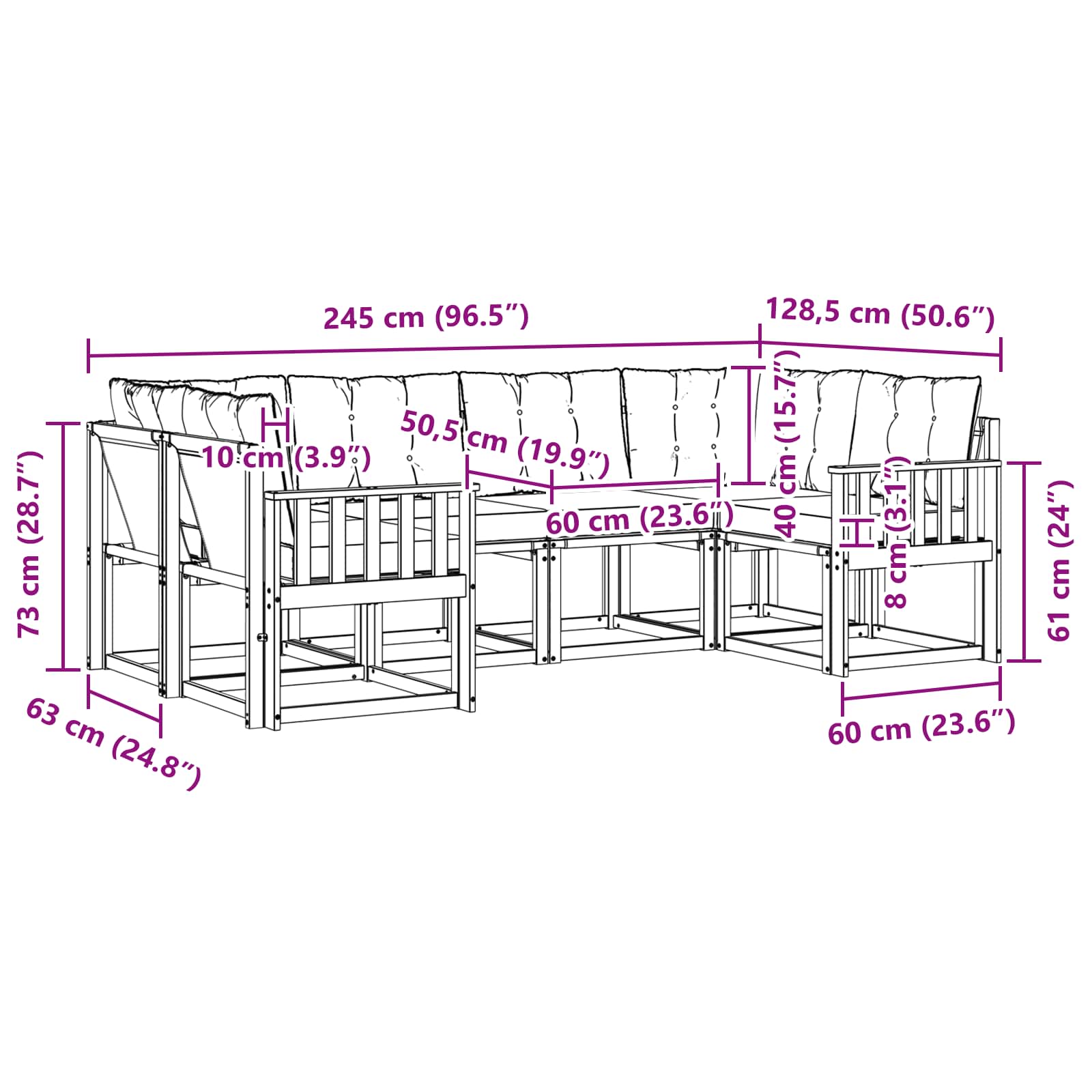 Outdoor-Sofagarnitur 6 stk. Natur und Creme