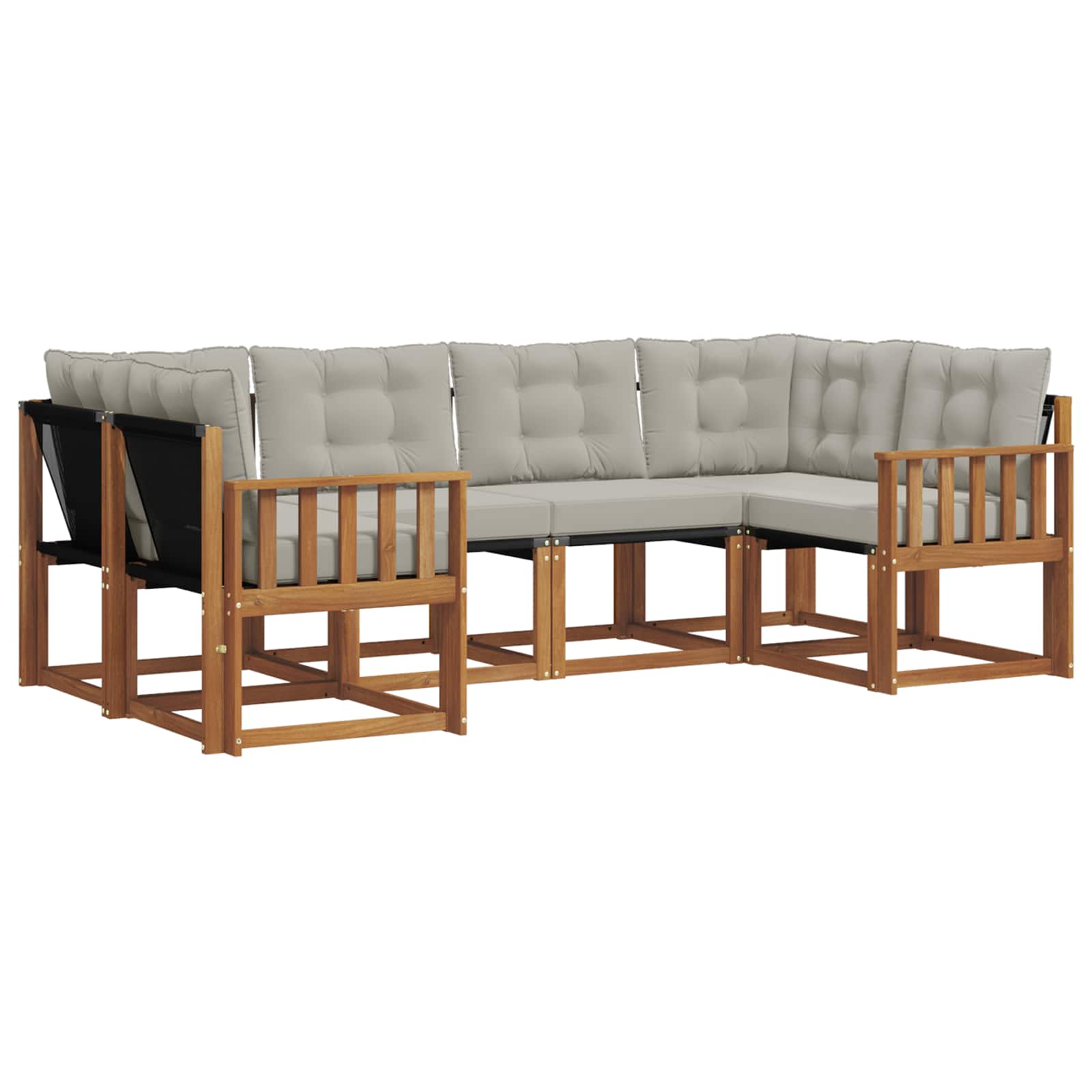 Outdoor-Sofagarnitur mit Kissen 6 pcs Natürlich und Hellgrau